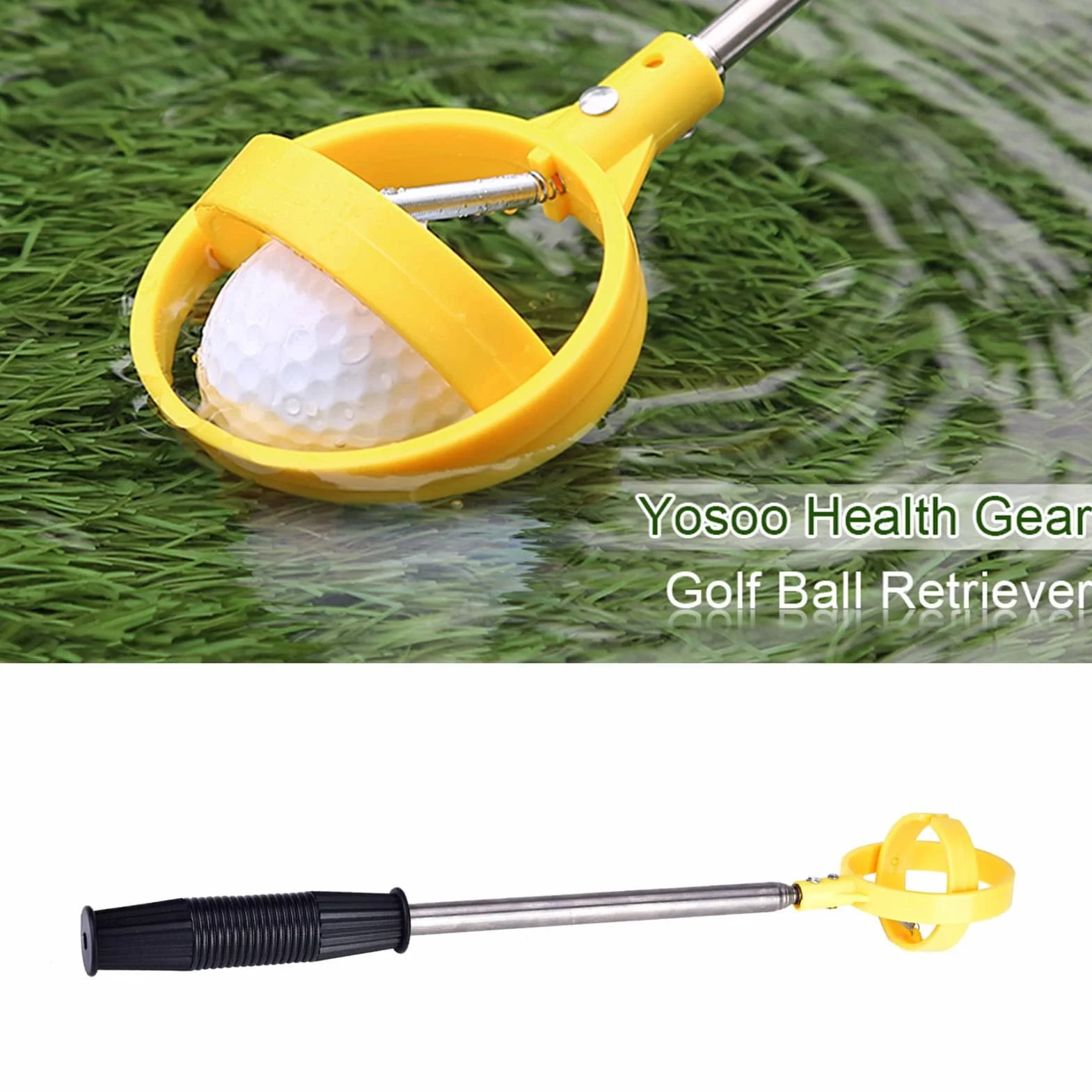 Cocoarm Pelota de golf Retriever, acero inoxidable, telescópica, pala de golf. Pala de recogida para putter, accesorios de golf, regalos para golfistas, 39-215 cm
