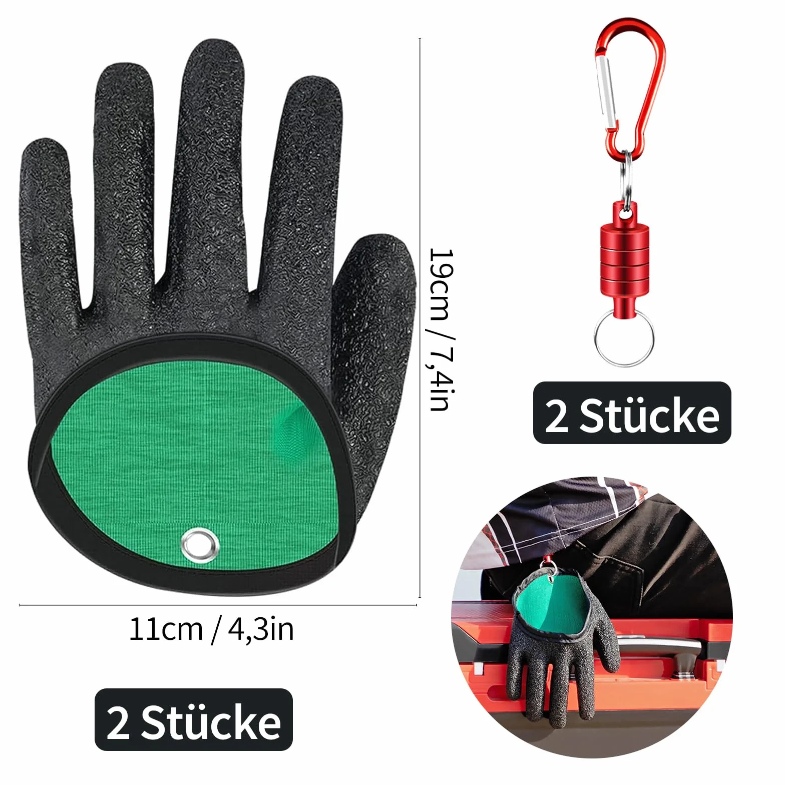 ACONDE Guantes de Pesca Resistentes a Picaduras Impermeables Cierre Magnético