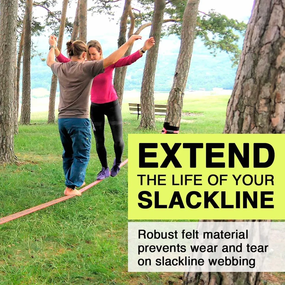 Gibbon Slacklines Protección de árbol fieltro negro velcro 100cm 16cm 2 piezas