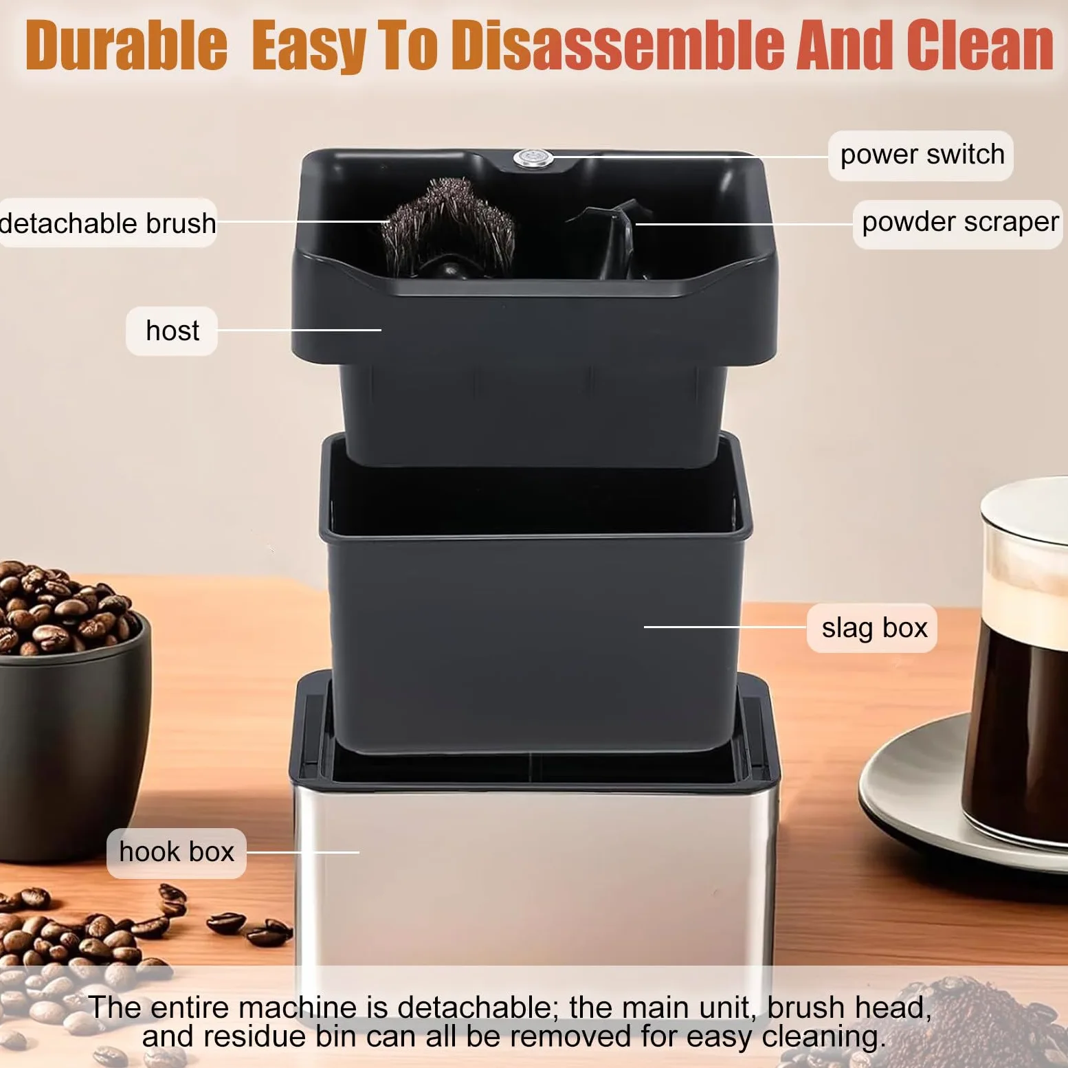 Limpiador de cepillo para polvo de espresso con raspador, se adapta a portafiltros de 58 mm, instalación de escritorio o montaje en pared, ideal para entusiastas del café