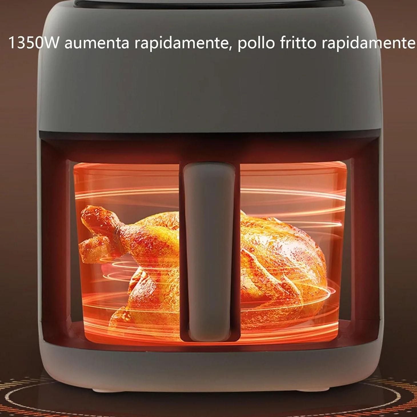Freidora de aire de 4,5 l, multifunción, 1350 W, control de temperatura y canasta visible