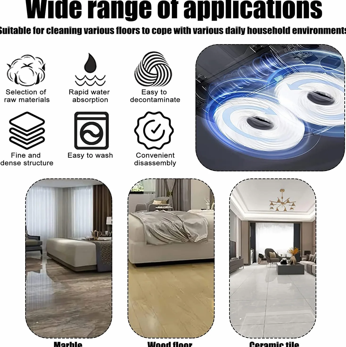 Juego de 6 Paños de Repuesto, Mopa Almohadillas compatibles con Xiaomi X20, Dreame L10s Pro Ultra Heat/X40 Ultra Complete/L10s Pro Gen 2/L20 Ultra/L10s Ultra/L10s Plus/L10 Prime, Microfibra Lavable