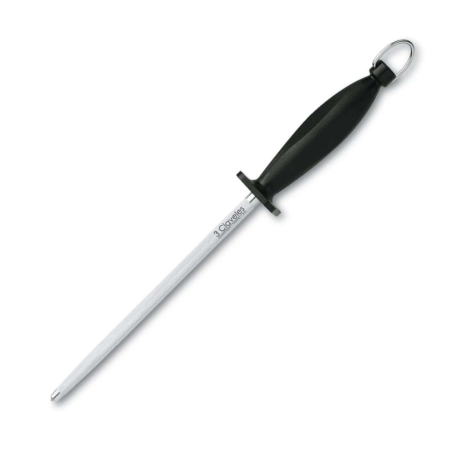 3 Claveles 00966 - Juego de cuchillos para rebanar de filo hueco y acero para afilar, 29 cm, Negro