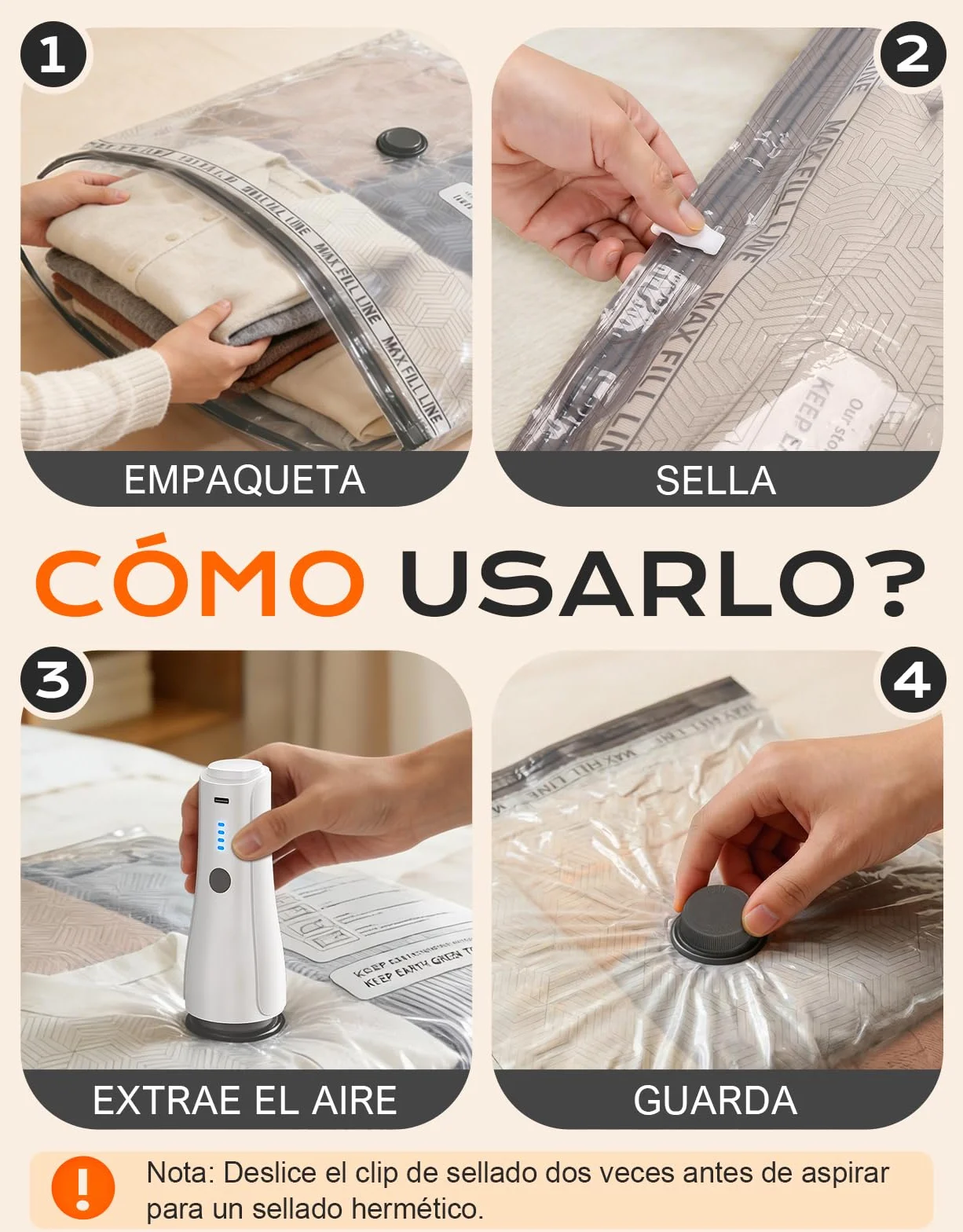 CIRYCASE 15 Piezas Bolsas Vacio Ropa con Bomba Eléctrica Recargable Inalámbrica [-5000PA de Succión], Bolsas Almacenaje Ropa Portátil para Viaje y Hogar, Saco de Vacio Reutilizable para Mantas y Ropa