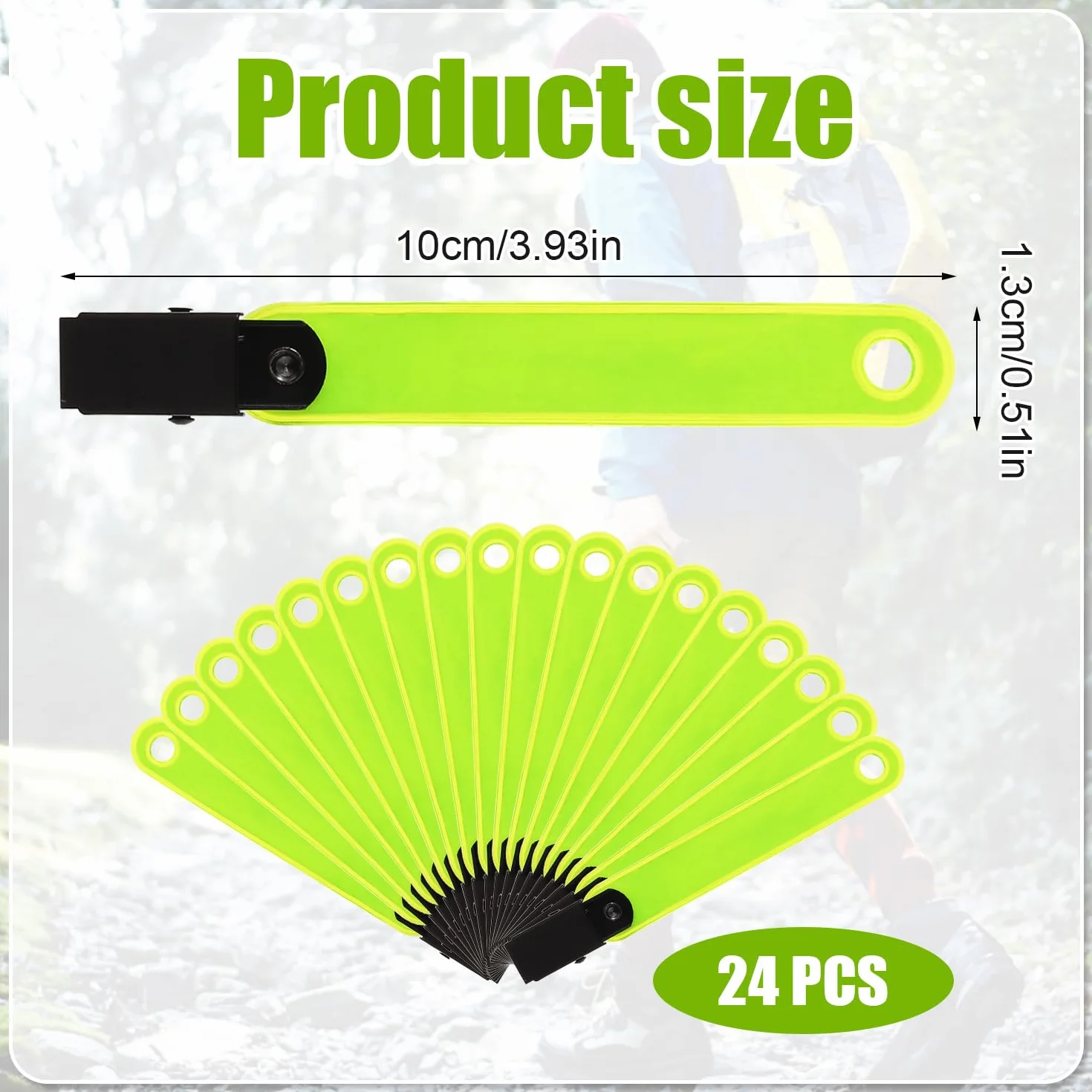Marcadores de Sendero Reflectantes 24 Uds con Clips para Senderismo al Aire Libre Camping Amarillo Fluorescente