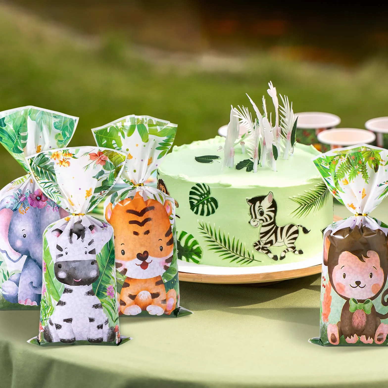 50pcs Bolsas Regalo de Plástico Animales, Bolsas Cumpleaños Infantil Chuches Regalo Bolsitas Celofán para envolver regalos fiestas de cumpleaños infantiles, fiestas temáticas y mucho