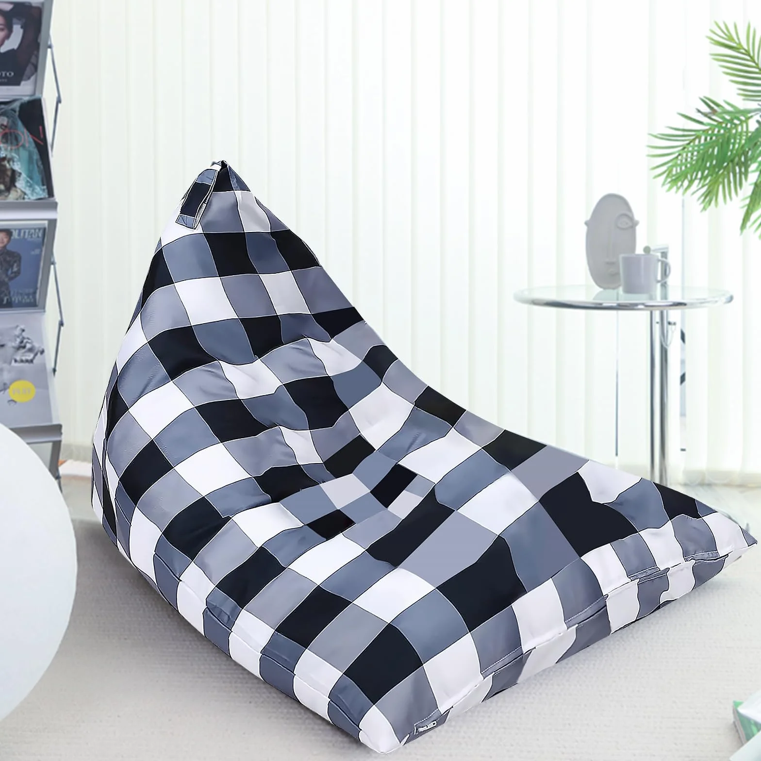 BYZESTY - Funda para puf, almacenamiento de peluches, puf para juguetes de peluche, sillón puf para niños, puf para habitación infantil, sofá infantil (diseño de sirena-2)