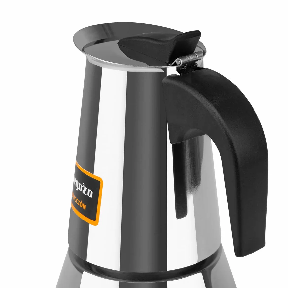Orbegozo KFI 460 , Cafetera italiana inducción , 4 tazas , mango ergonómico, apta para cocinas de gas, eléctricas y de vitrocerámica, se puede usar en lavavajillas, color acero inoxidable