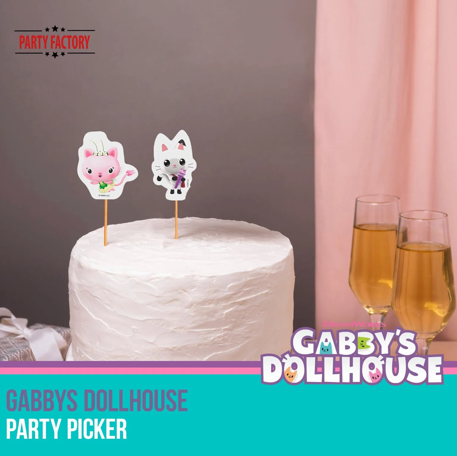 Gabby's Dollhouse Party Picker - Juego de 12 palillos decorativos para magdalenas y aperitivos