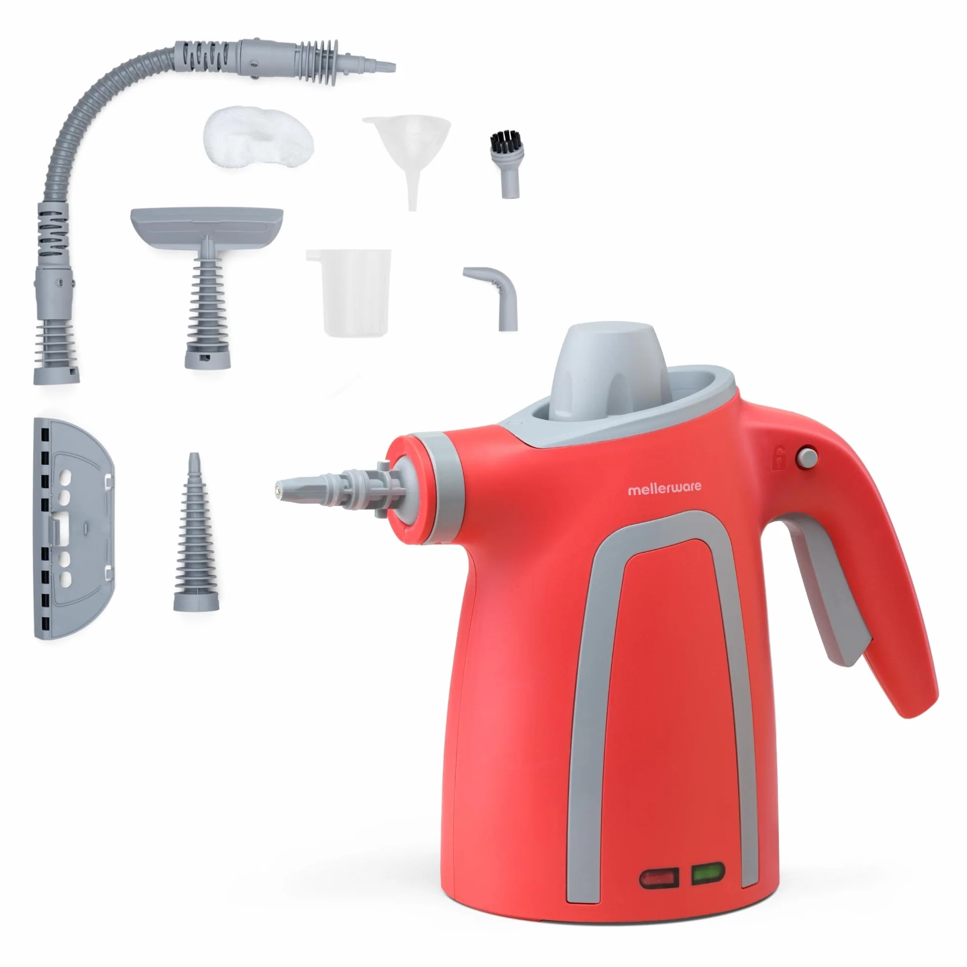 Mellerware Limpiador a Vapor de Mano Fush! 1050W Vaporeta de Limpieza Hogar 380mL 9 Accesorios
