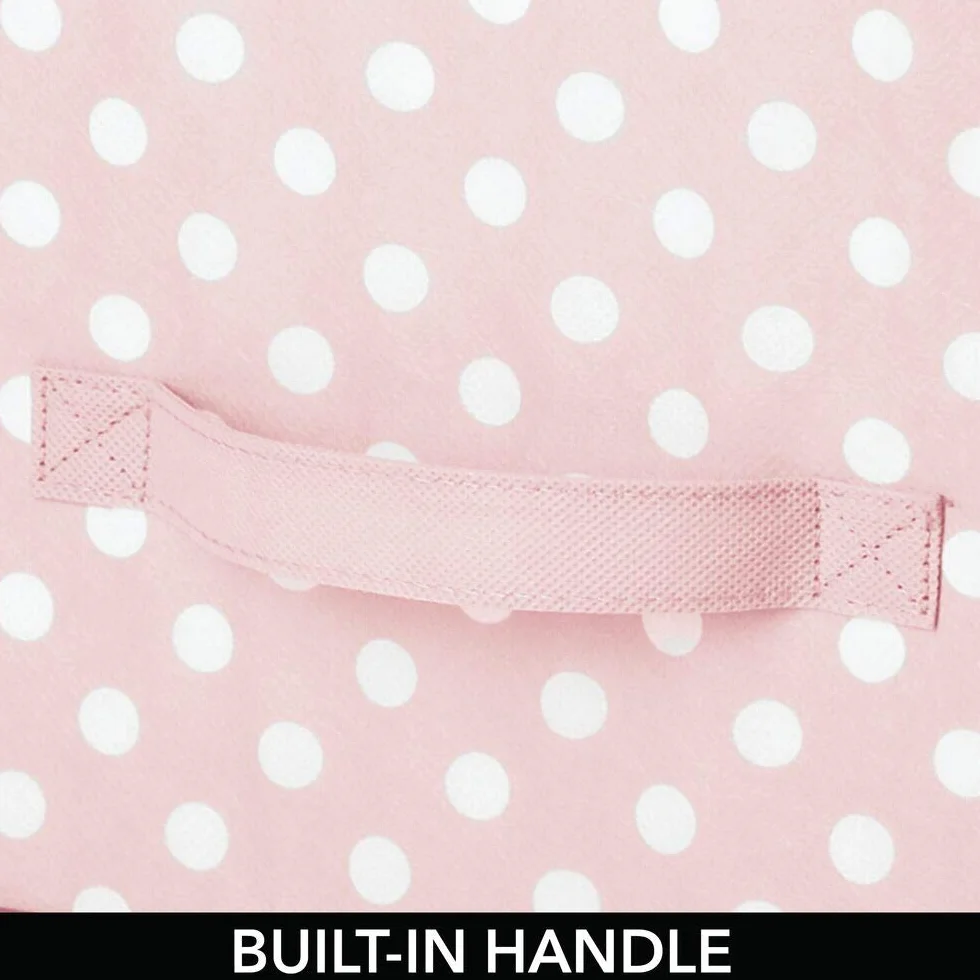 mDesign Juego de 6 Contenedores de Tela Organizadores de Juguetes Lunares para Dormitorios Infantiles Rosa/Blanco