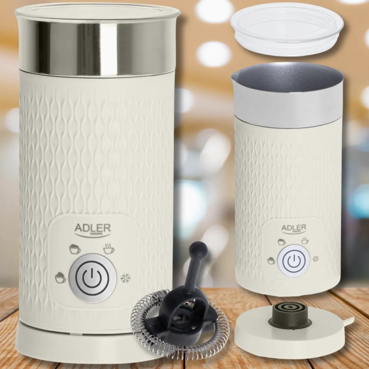Adler - Espumador eléctrico de leche (300 ml, 4 funciones, para capuchino y latte, para espuma de leche cremosa, sin cable)