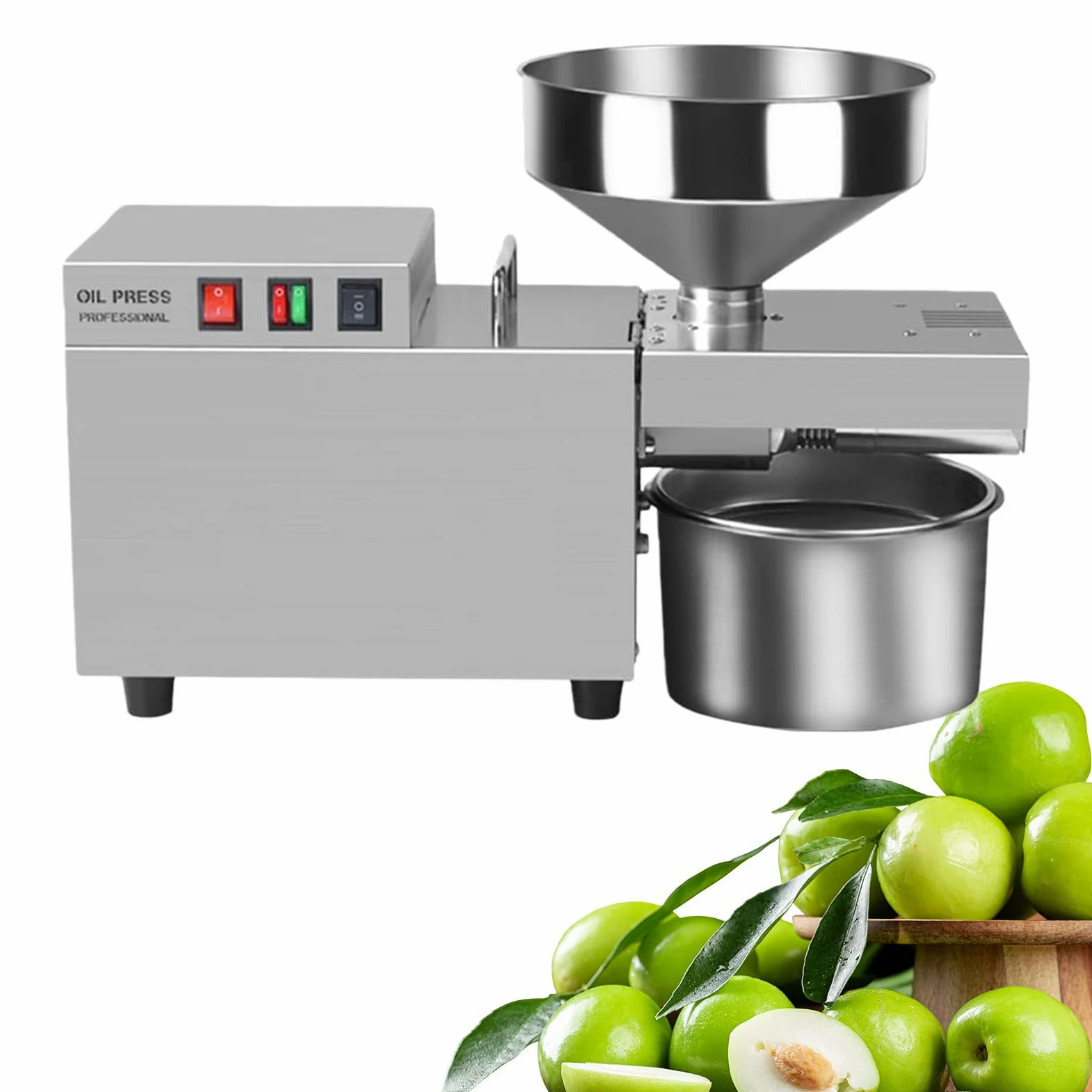 Aceitera Eléctrica, Prensa de Aceite para Oliva, Acero Inoxidable 304, Rendimiento de Aceite 85%, para Uso Doméstico y Profesional, para Aceite de Cacahuetes y Girasol