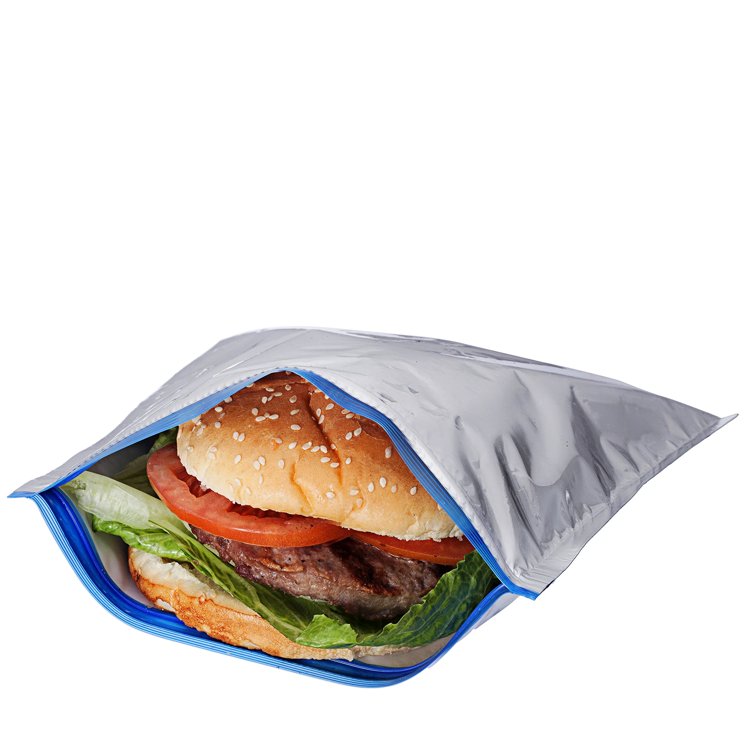 Reusable Sandwich Bags - Best Insulated Bag to Keep your Snacks and Lunch Cool & Fresh - Easy Ziploc Closure - 100% Environmental Friendly - Waterproof & Easy Cleaning | Silver Color by INSU-BAGS