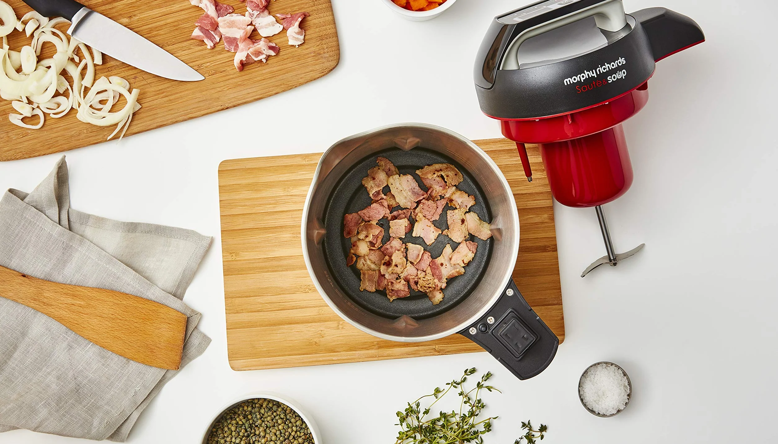 Morphy Richards Máquina para hacer sopas y saltear 501014, acero inoxidable cepillado
