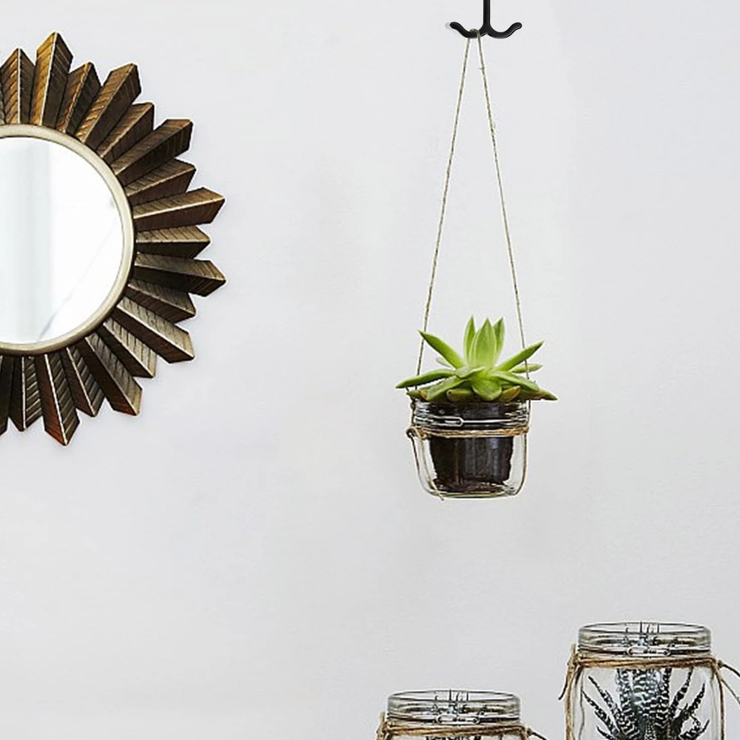 0XBIT Ganchos de Techo Negro, 5 Piezas Ganchos de Techo Plantas, Tornillo en Gancho de Techo, Diseño de Doble Garra, para Luces Colgantes, Ventiladores de Techo, Cestas de Flores