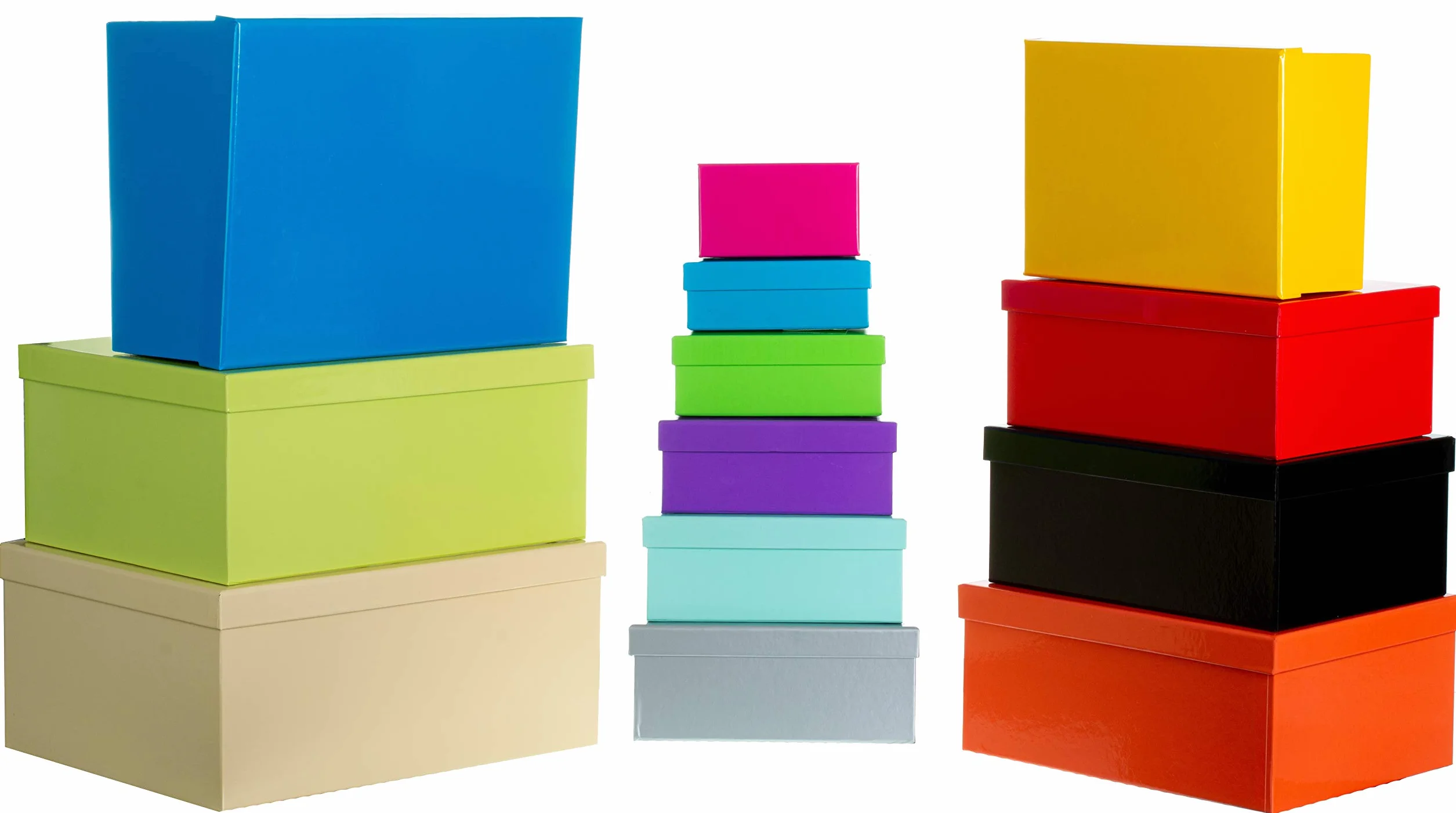 Brandsseller Caja de regalo de cartón con tapa – Caja de cartón estable – Juego de 13 en tamaño descendente – Mezcla de colores aleatorios.