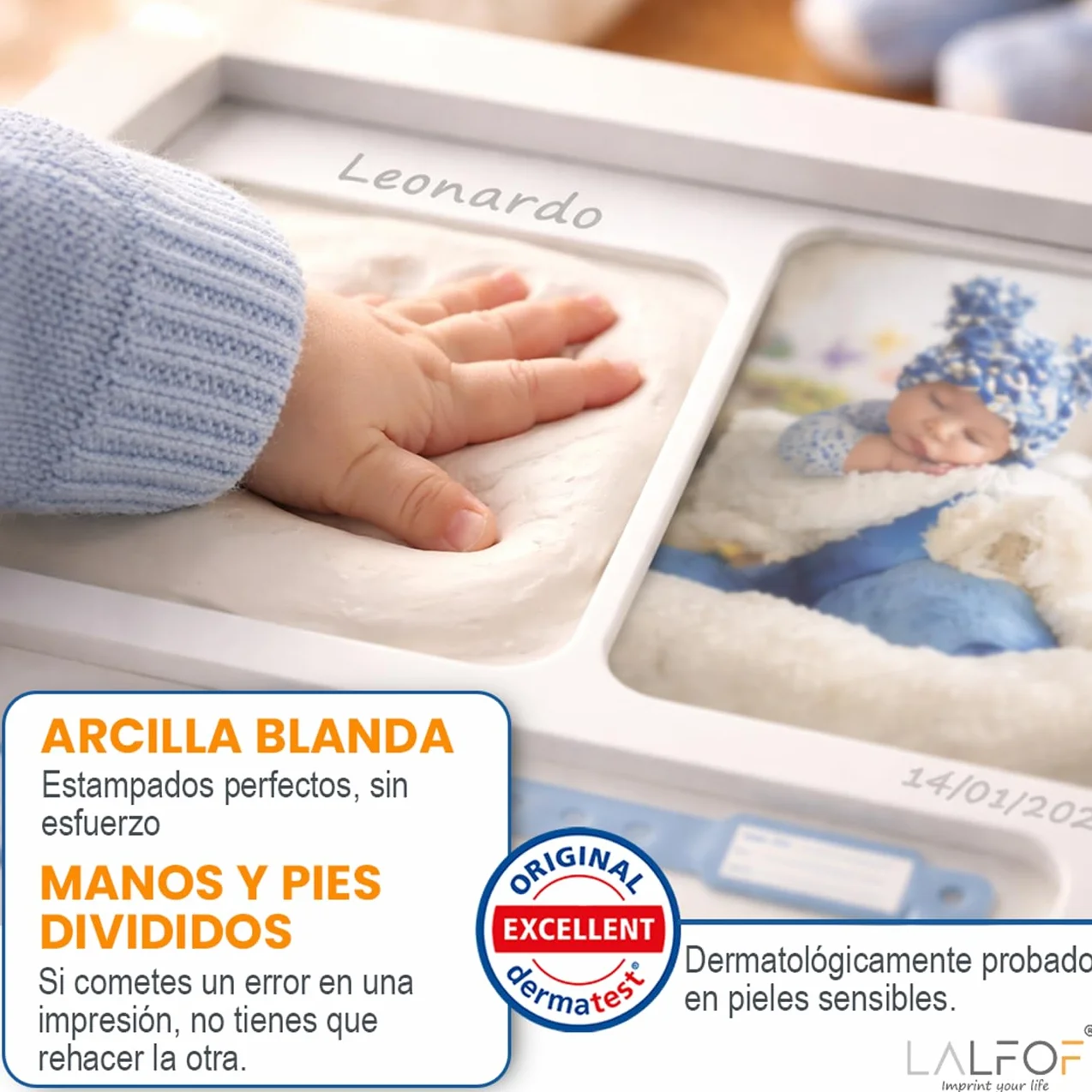 Marco Huellas Bebe Recien Nacido Nombre Personalizado Porta Objetos Regalo Bebe Niño Niña Huella Pie Manos Dermatológicamente Aprobada