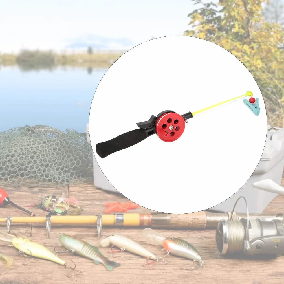 Mini Combo Caña de Pescar y Carrete, Captura de Camarones para Pesca en Hielo para Niños