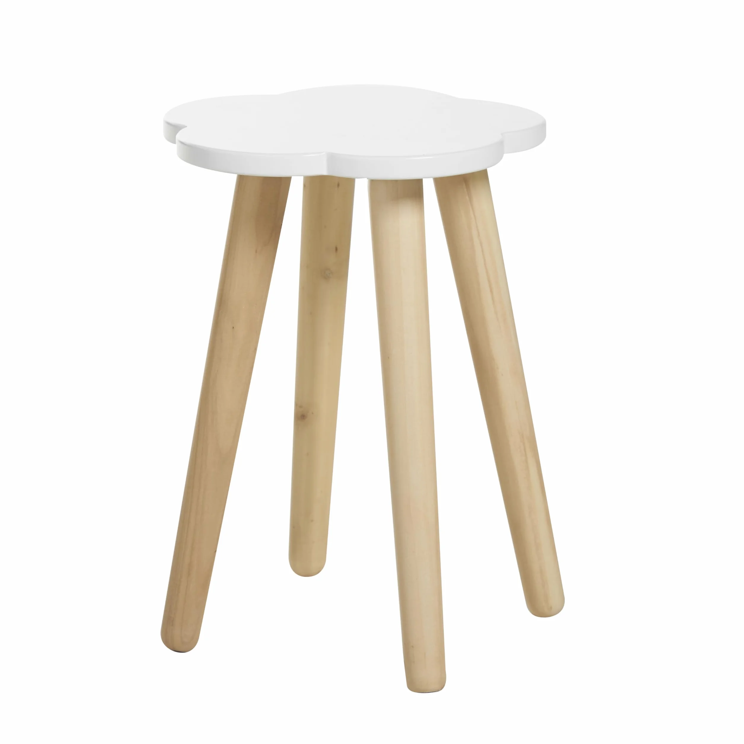 Taburete Infantil Madera Blanco Grande Haus Projekt con Formas de Nubes