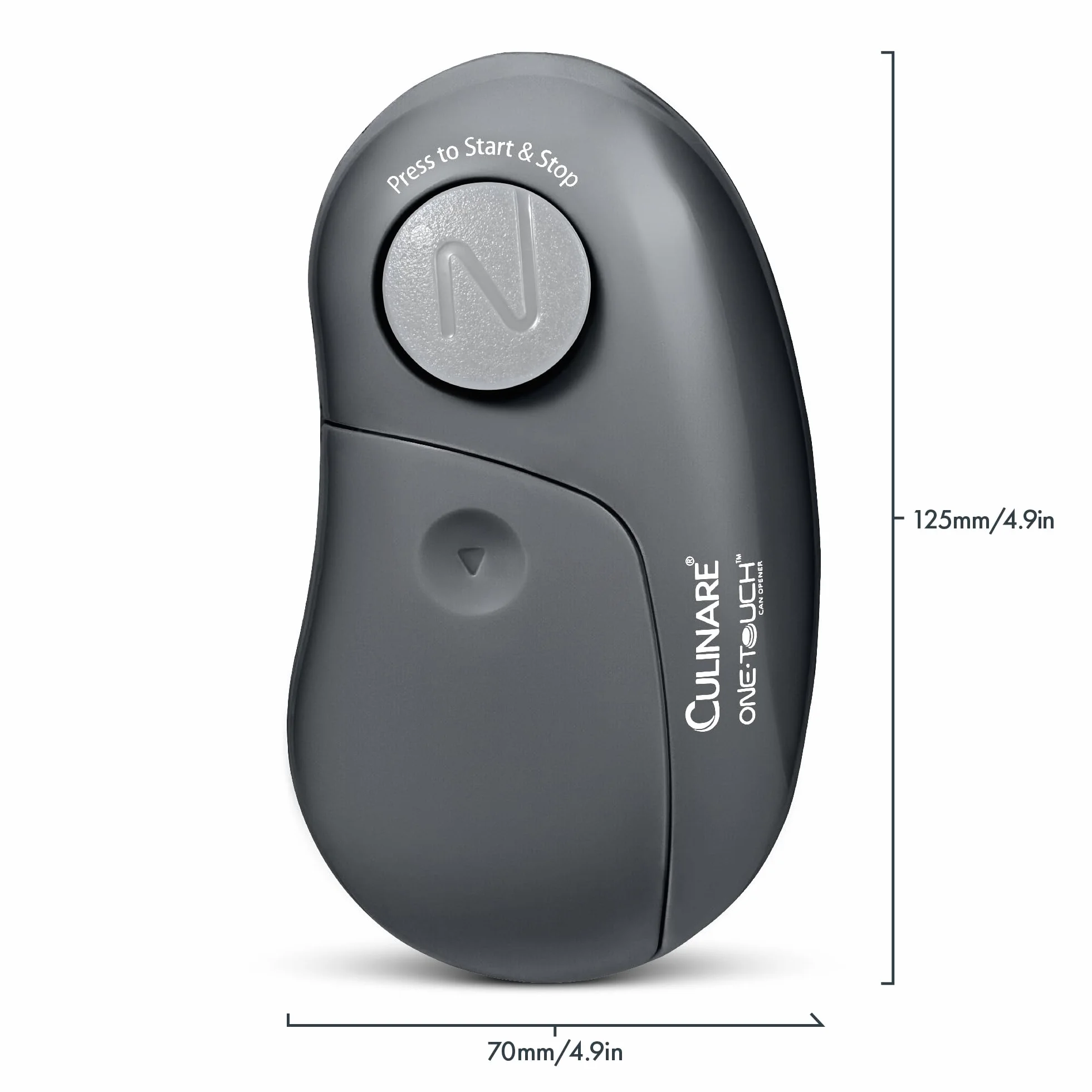 Culinare Abrelatas Electrónico One Touch, Gris, Plástico/acero Inoxidable, Abrelatas Automático, Funciona Con Pilas/uso Manos Libres/Extracción Magnética de Tapa, Pilas No Incluidas