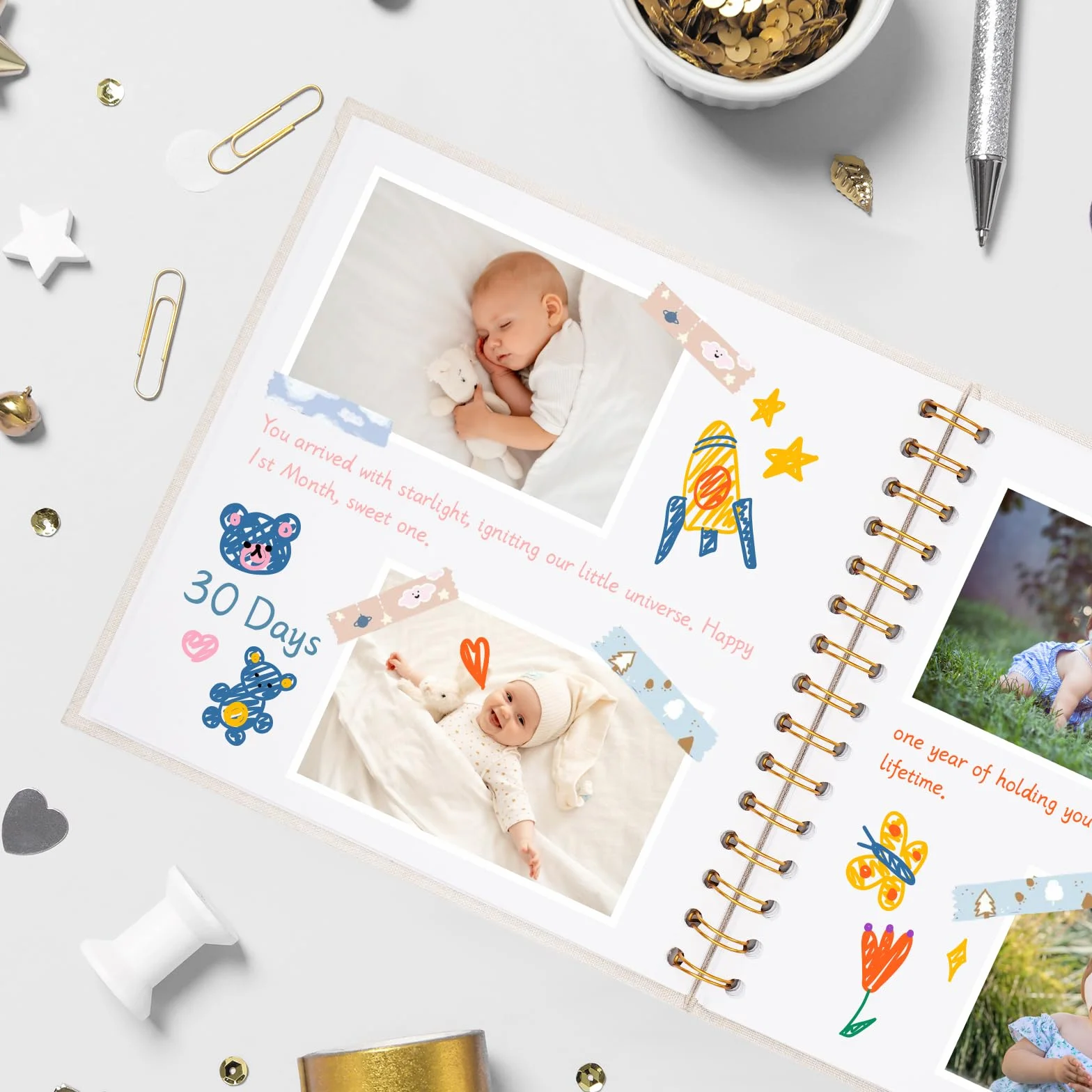 Vienrose Álbum de Fotos Scrapbook de Lino, 20,5 x 20,5 cm Álbum de Recuerdos con 40 Páginas Blancas DIY para Viajes en Familia Boda Navidad, Beige
