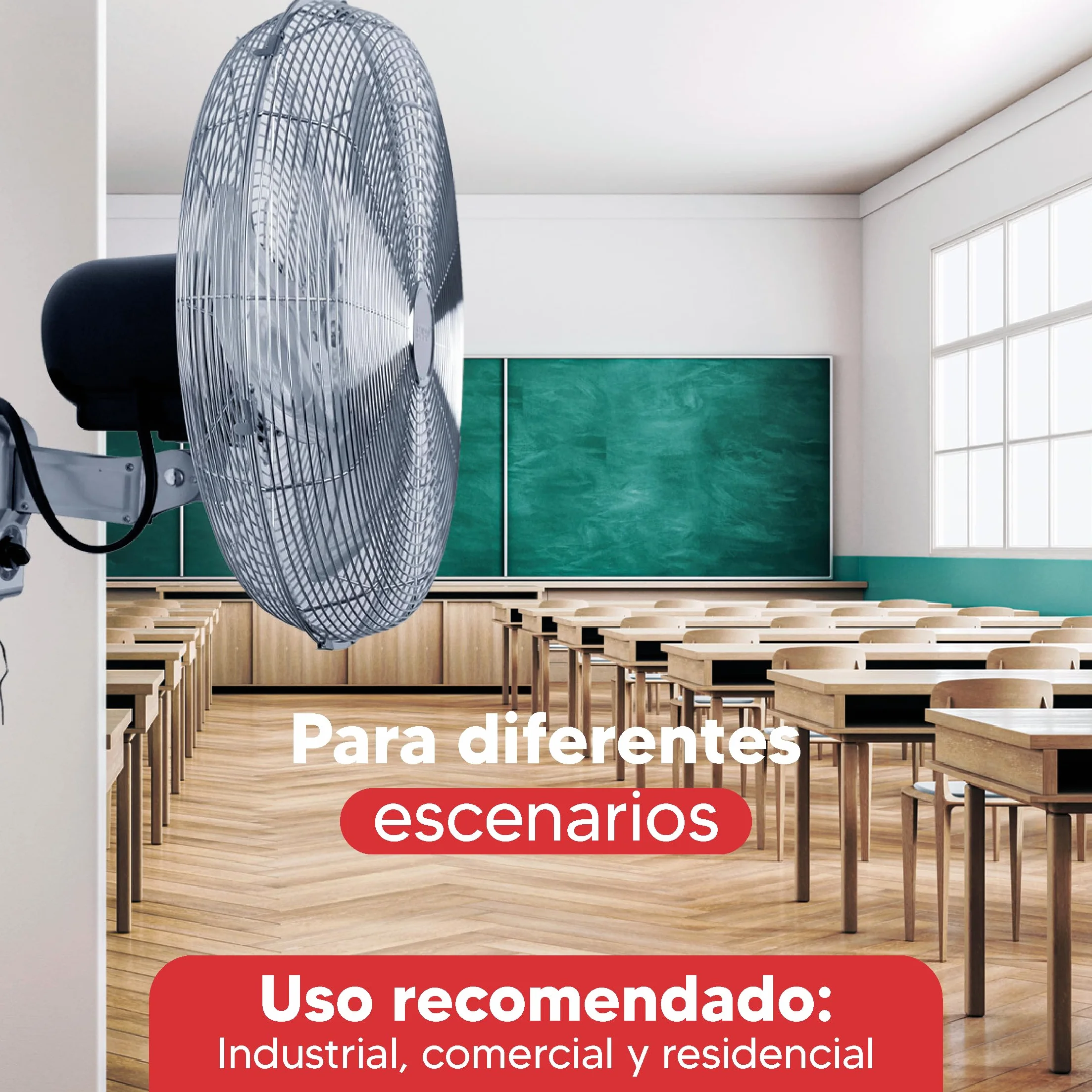 SOGO Ventilador Industrial de Pared 18 Pulgadas Potente 150W para Espacios Grandes - Ventilador Oscilante con Aspas de Metal e Inclinación Ajustable - Ventilador de Pared Silencioso con 3 Velocidades
