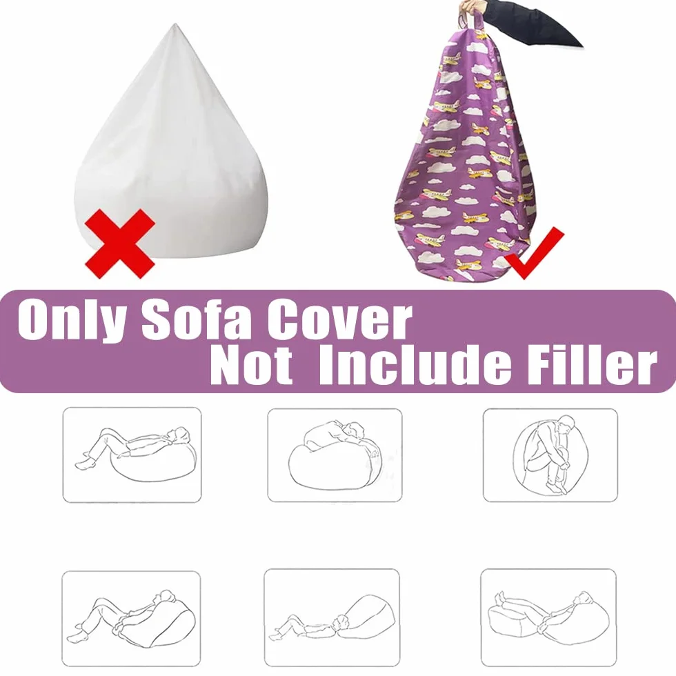 FANSU Funda sin relleno puf, asiento con respaldo alto para juegos para adultos y niños, almacenamiento de ropa de peluche, máquina de juego 3D, sofá perezoso (70 x 80 cm)