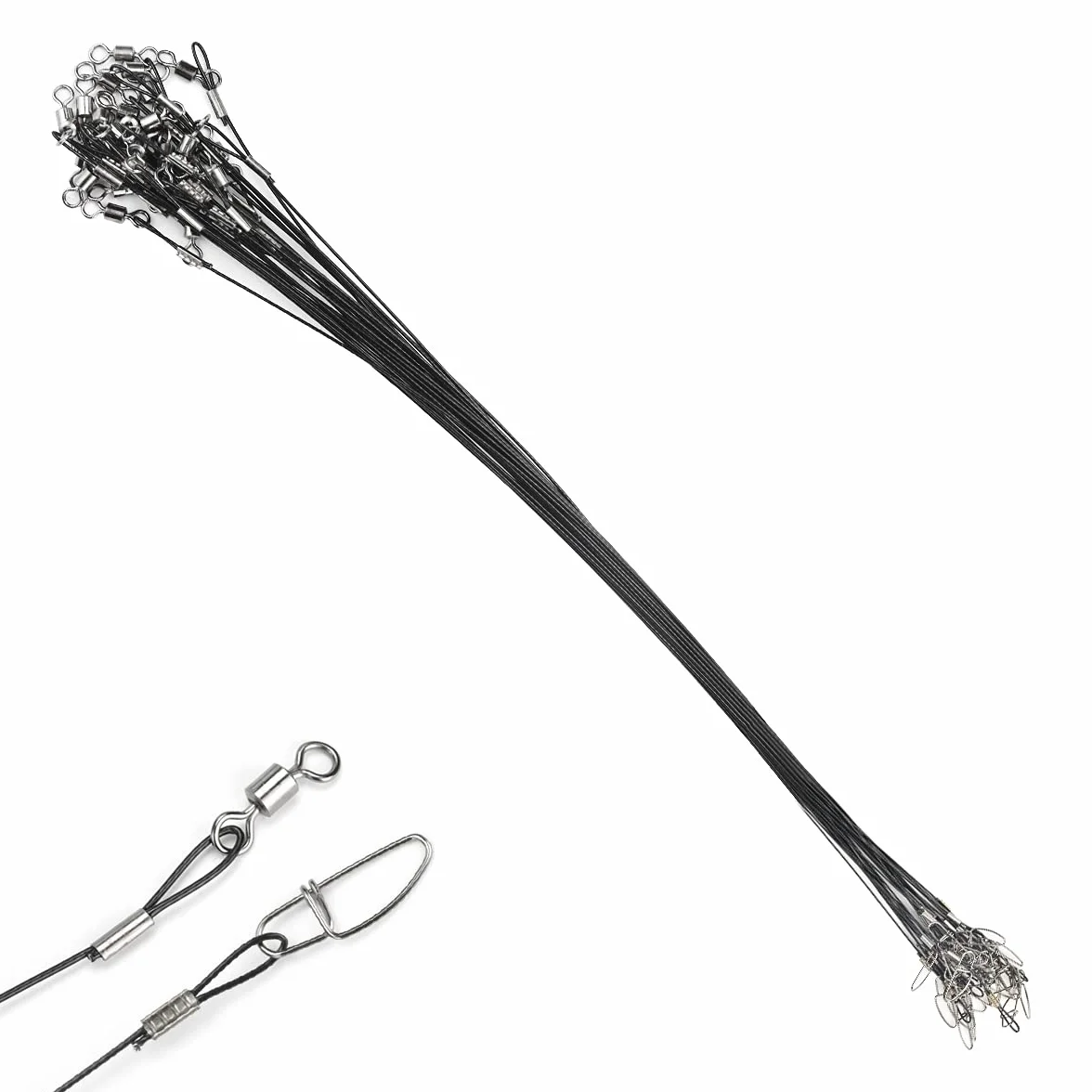Alambre de Pesca Líder de Acero Inoxidable 50 cm 50 kg Negro 30 pcs