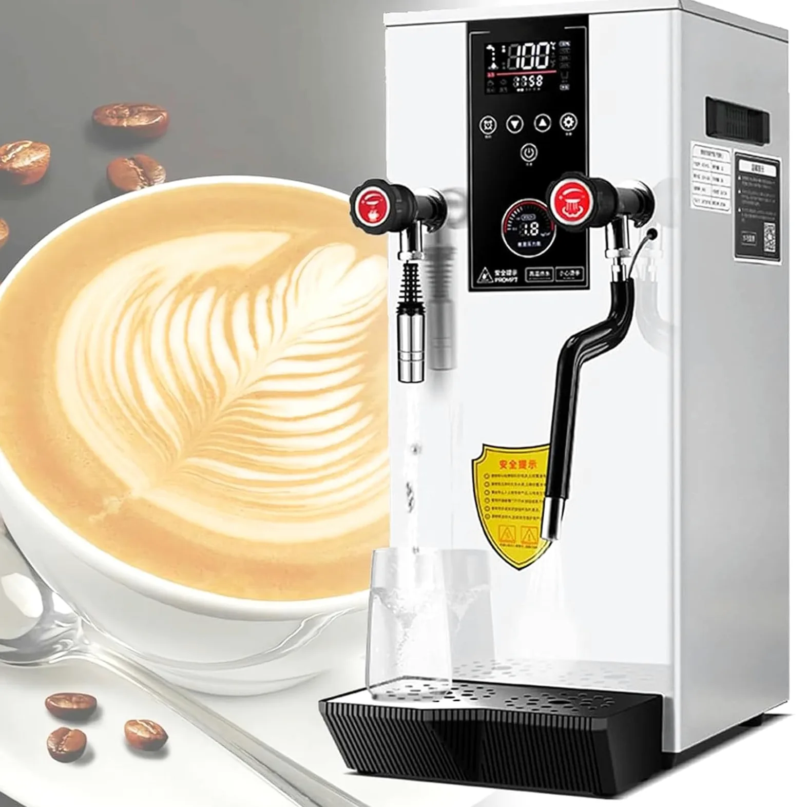 Espumador de leche profesional: vaporizador y espumador totalmente automático, calentamiento rápido de 2200 W, crea espuma densa en 2 minutos y alivio automático de seguridad para uso domést