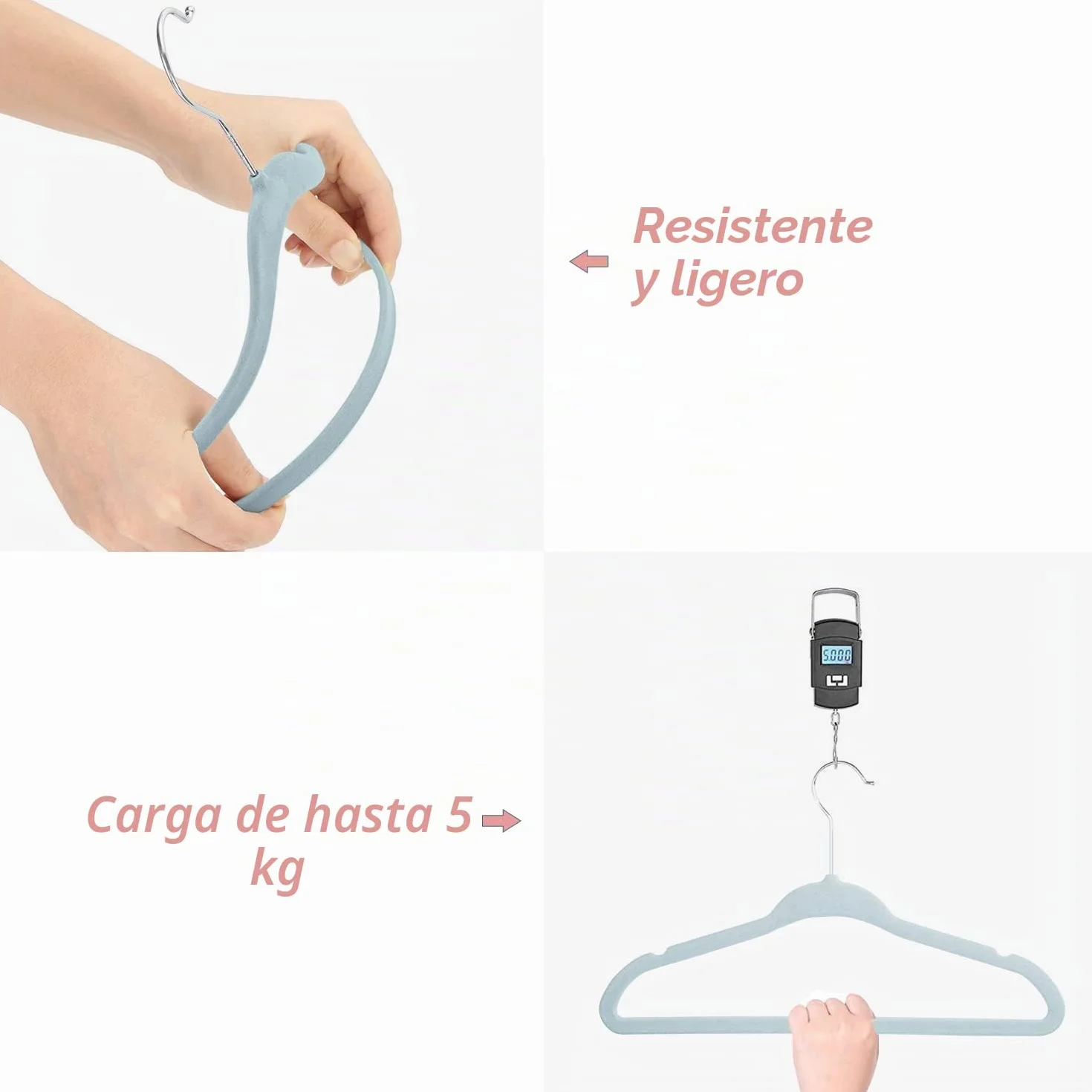 Perchas de Terciopelo Antideslizantes para Bebés y Niños, Ultrafinas, Ahorran Espacio, Gancho Giratorio 360°, Robusta, Paquete de 15 (28 cm, Azul)