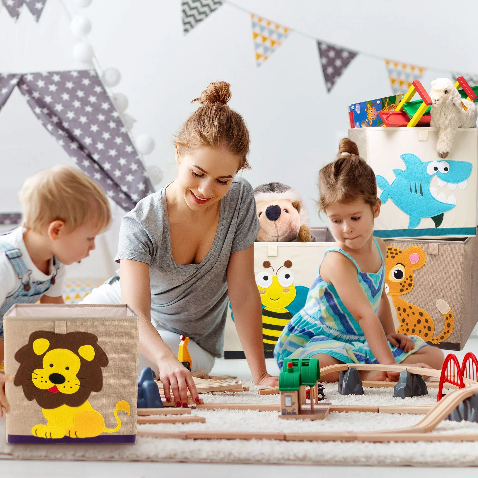 Caja de almacenamiento infantil cerdo claro