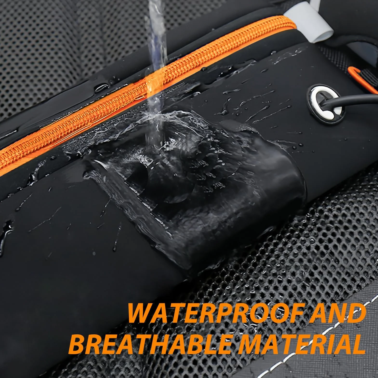 Cinturón para Correr con Botellas de Agua 2x180ML Riñonera de Hidratación Ajustable Impermeable Negro Naranja