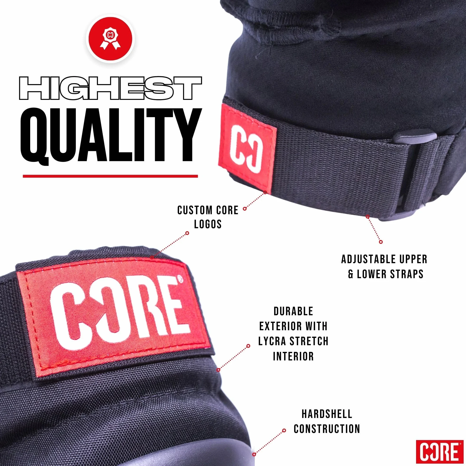 Core Centrano Rodilleras para adultos negro talla L
