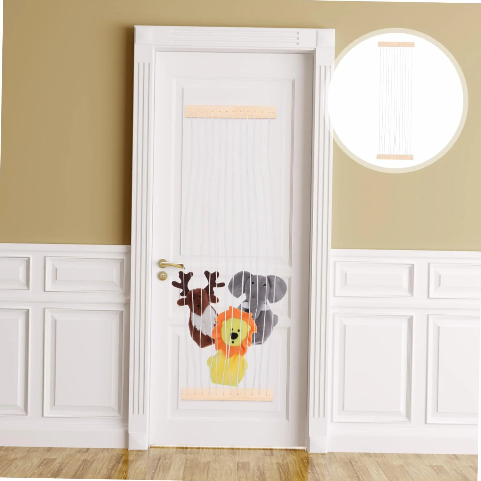 Organizador de Almacenamiento para Peluches Ajustable Estante Colgante Beige Multifuncional