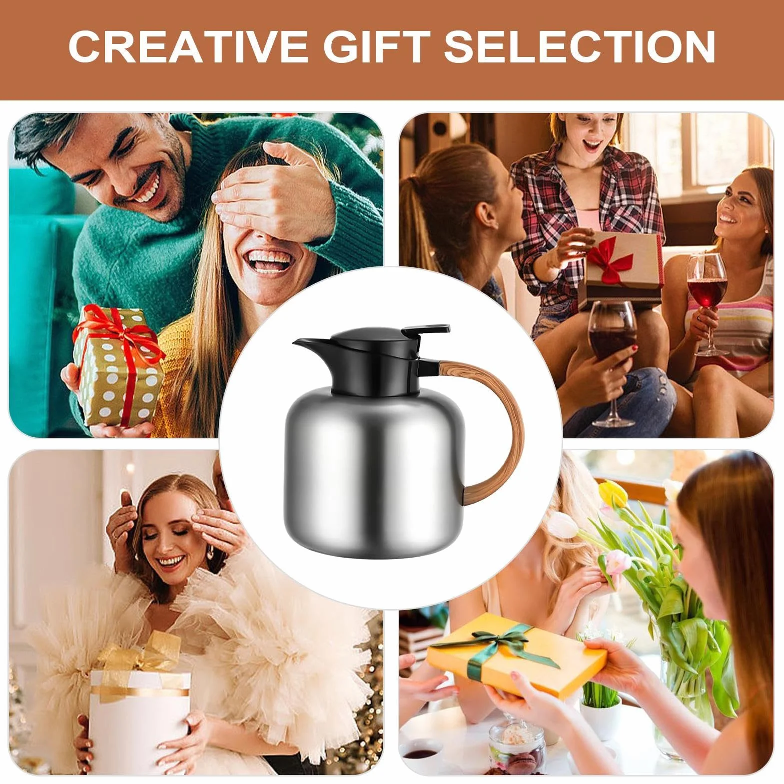 Jarra De Café Térmica 2L Aislamiento Al Vacío | Jarra De Café De Gran Capacidad Para Mesilla De Noche Para Hogar, Oficina, Apartamento, , Restaurante, Acampada, , Té,