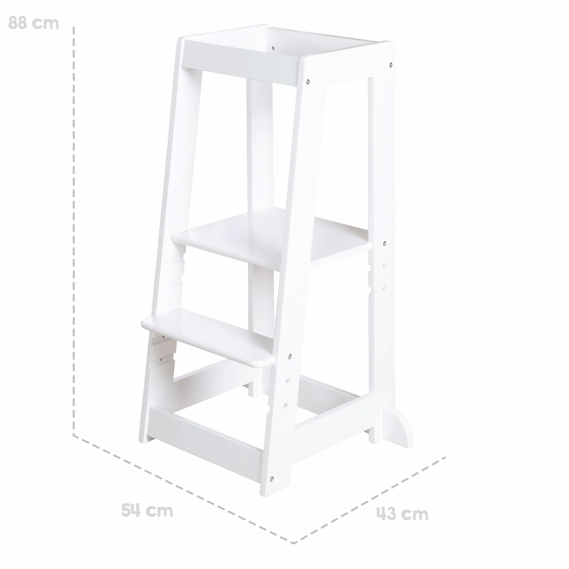 roba Torre de Aprendizaje - Taburete Seguro para Niños - como Ayudante de Cocina - Capacidad de Carga hasta 80 kg - Madera Certificada FSC - Blanco