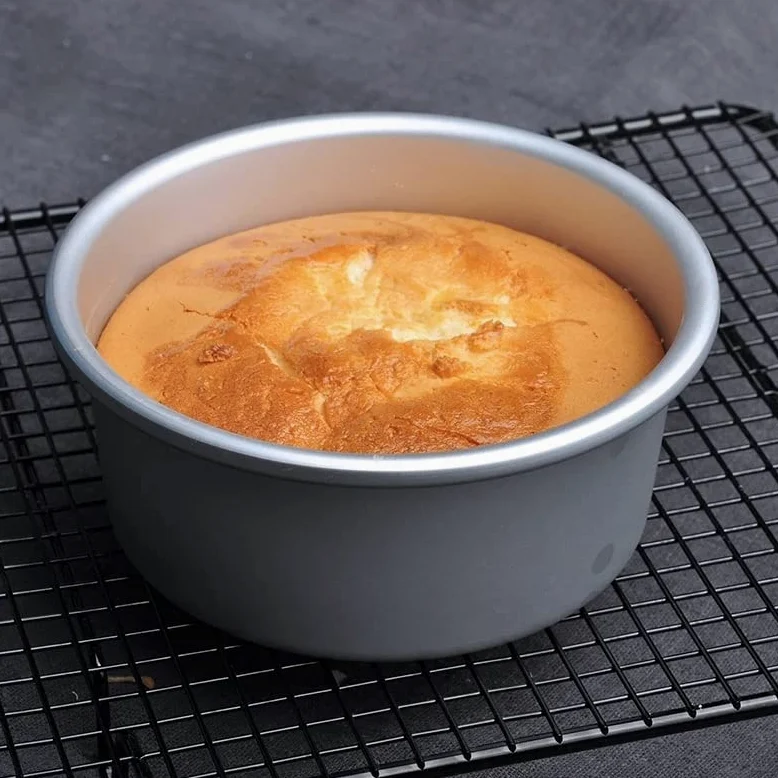 Juego de moldes para pasteles redondos de 4/6/8 pulgadas con parte inferior extraíble Juego de moldes para pasteles de gasa de aleación de aluminio Herramientas de latas para pasteles redondos de 3 n
