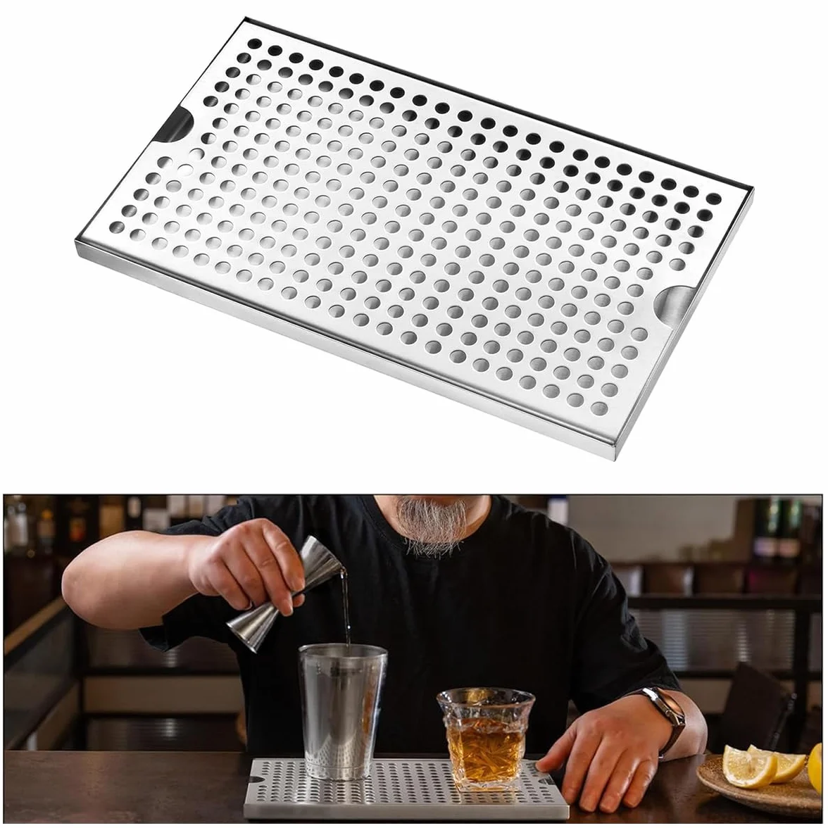 Ubric Bandeja de Goteo de Acero Inoxidable 304 con Tapa extraíble para Bar, Restaurante, cafetería