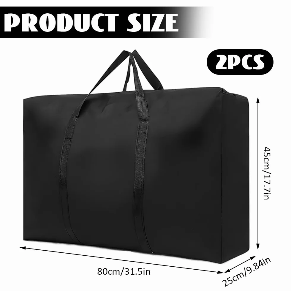 Zyren 2 bolsa de mudanza de 100 l, con cremallera, color negro Oxford, impermeable, para almohadas, ropa y ropa de cama, almacenamiento de mudanzas