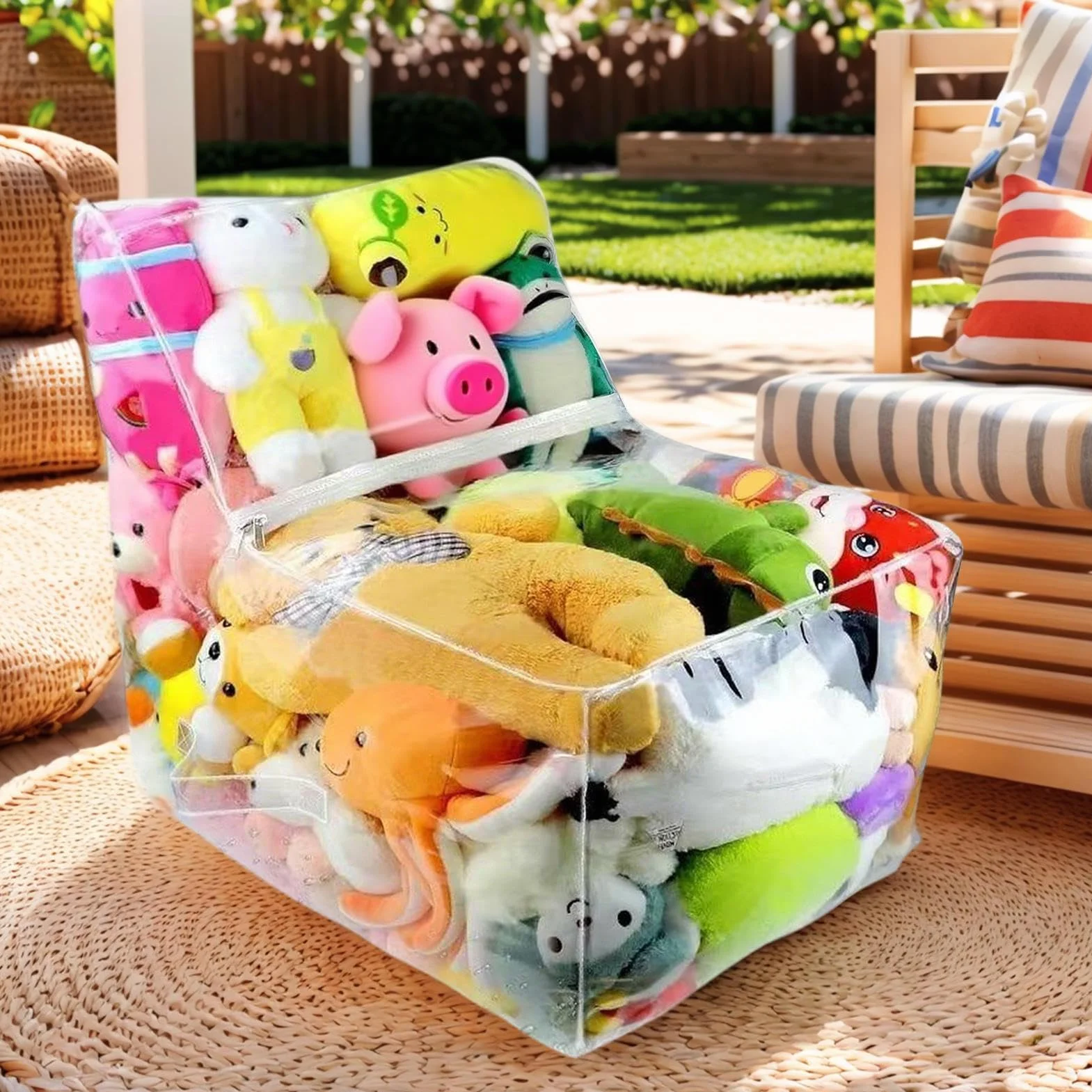 De Almohadón De Almacenamiento Para Peluches - Organizador Transparente De Juguetes De Peluche Con Forma De Sillón - Organizador Impermeable Para Juguetes En Sofá Suelo Cama Niños