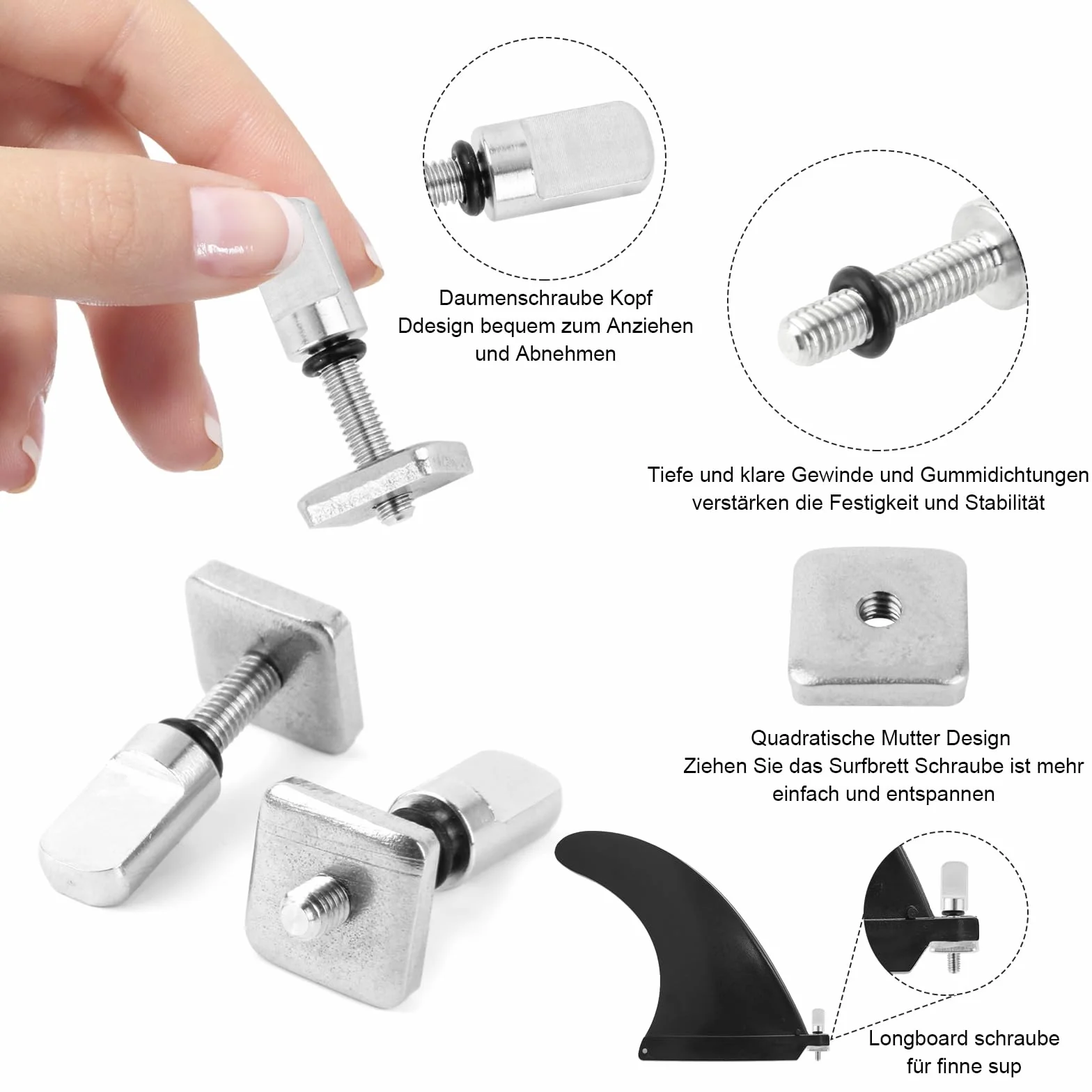 8 tornillos de aleta Sup de acero inoxidable 316, tornillo de tabla de surf, tornillo universal de aleta trasera, accesorios de aleta, tornillos de aleta para tabla de surf, tornillos para aletas
