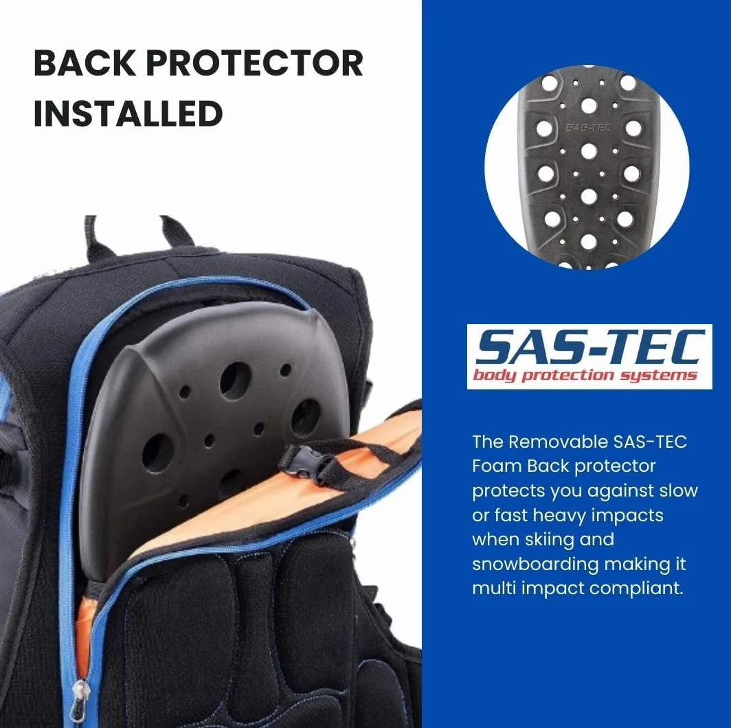 Avalanche Mochila de Esquí con Protector Trasero Extraíble, Bolsa de Hidratación, Pala Core Plus, Sonda 240 cm