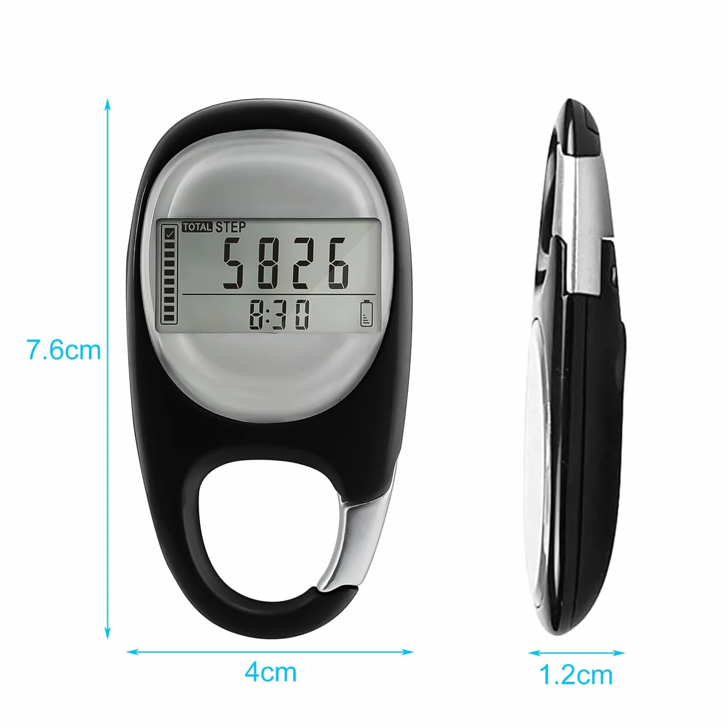Podómetro Digital 3D, Contador de Pasos Sencillo, sin App sin Bluetooth para Caminar o Correr