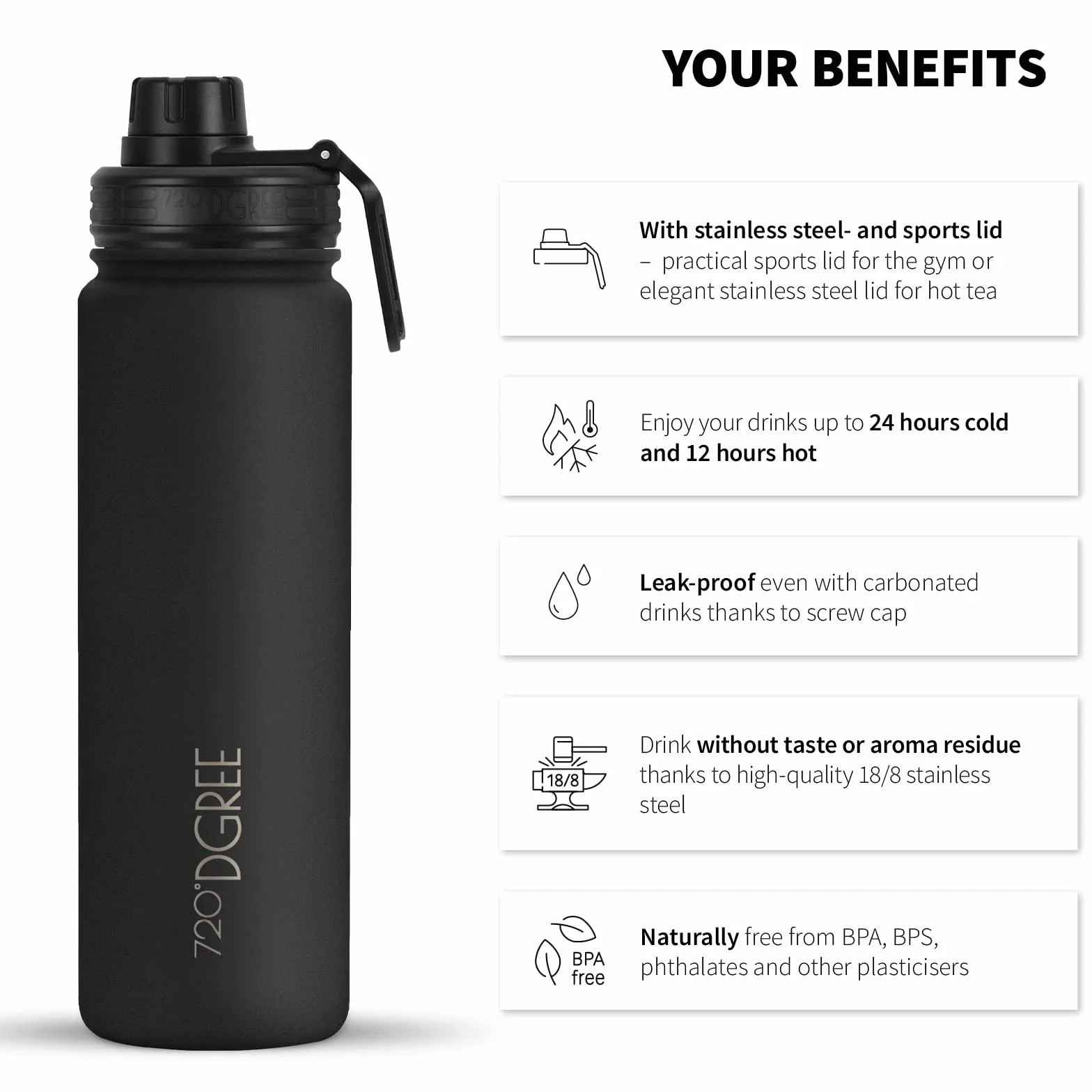 Botella Agua Termo Acero Inoxidable 1200ml Sin BPA Antigoteo Prueba de Fugas Frasco térmico Cantimplora Aislada