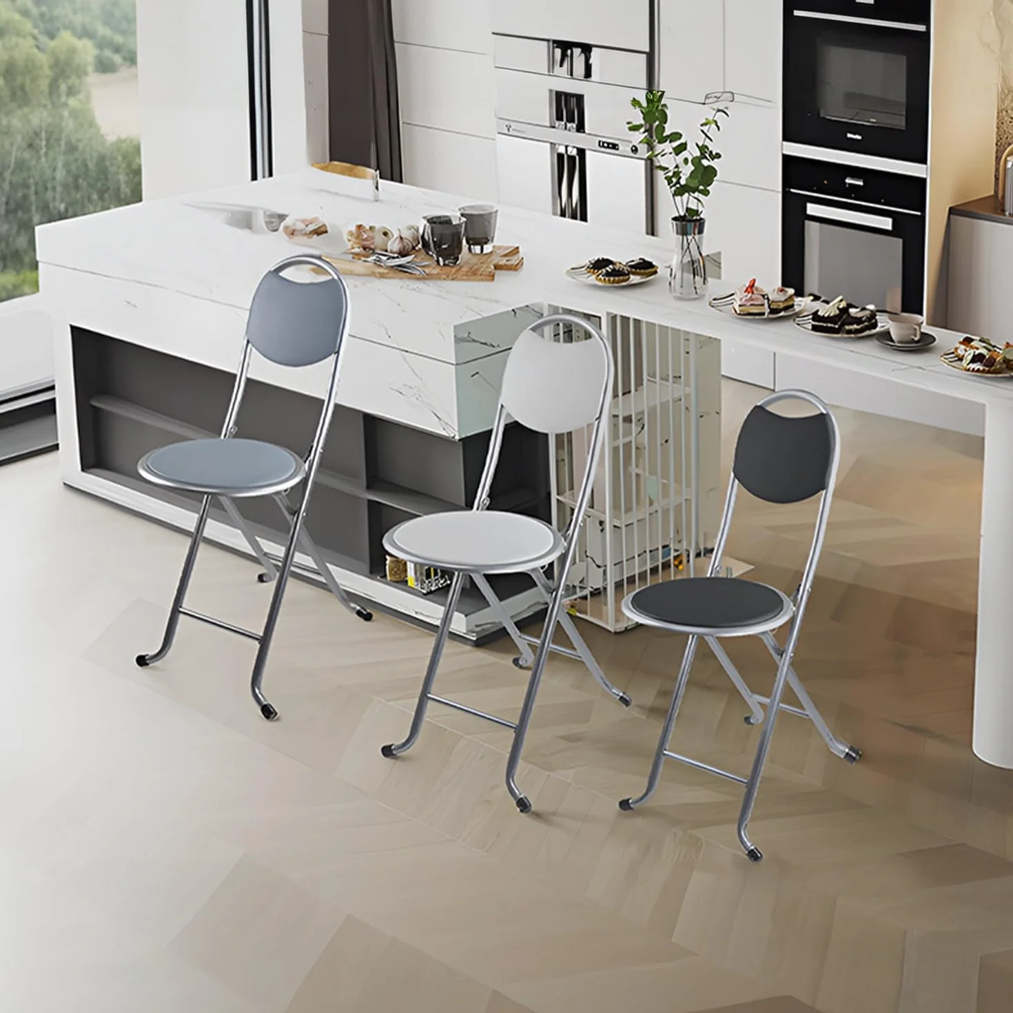 7H SEVEN HOUSE Taburete Plegable con Respaldo 32x36x73.5cm 7house