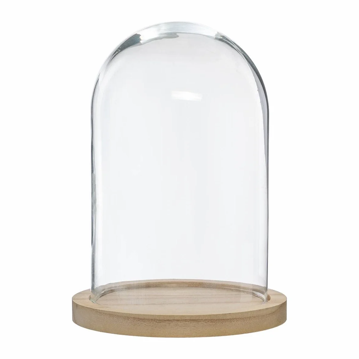 Atmosphera Campana de Vidrio y Madera Transparente H26 cm