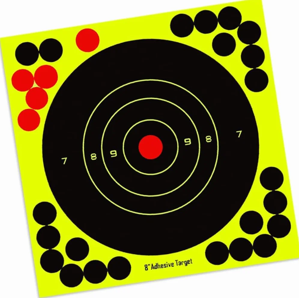 Dianas Adhesivas Reactivas para Tiro Efecto Splatter Amarillo Fluor 20,3 cm Alta Visibilidad Entrenamiento Precisión Aire Comprimido Airsoft