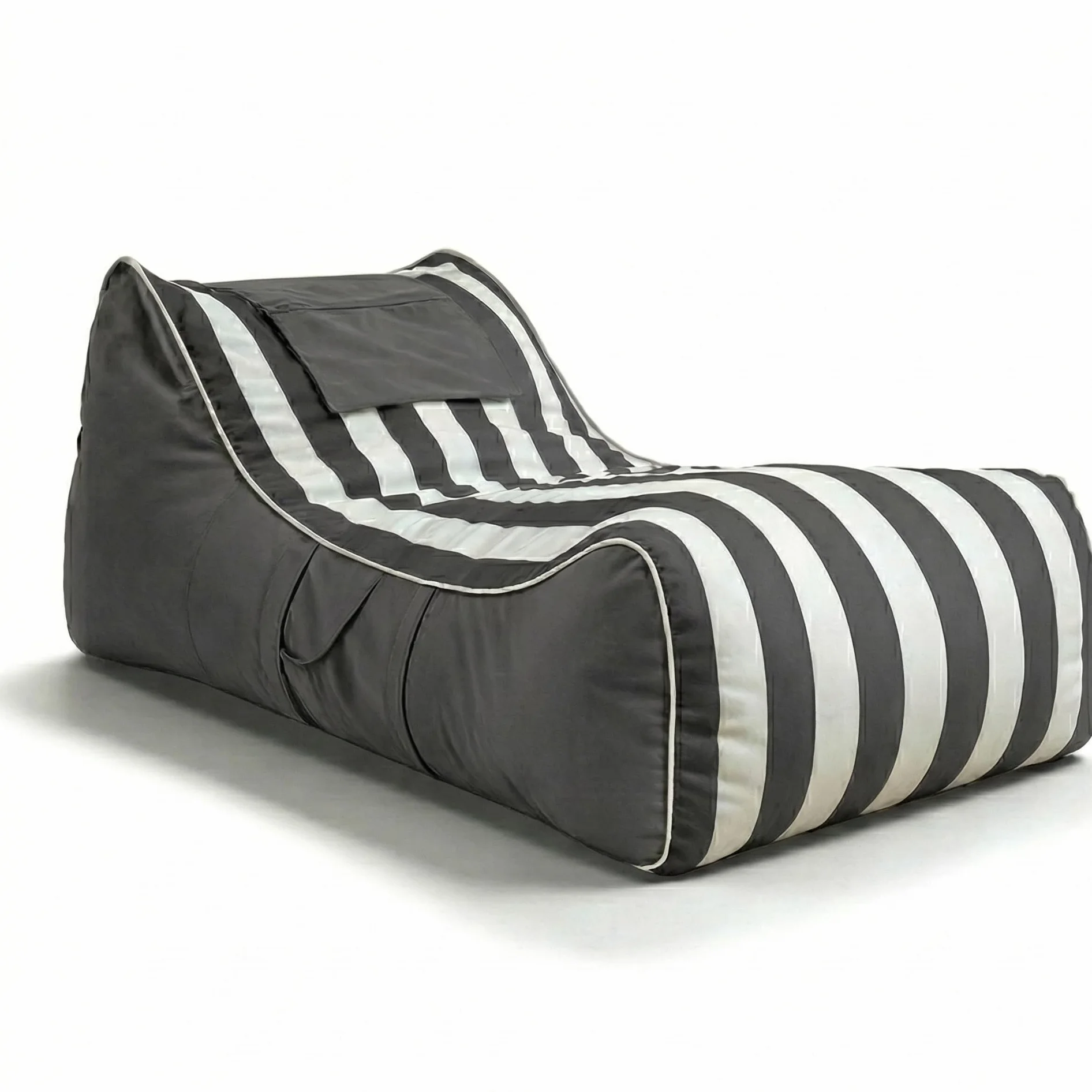 Aiire Puff Exterior Jardín con Relleno Incluido - Puf en Olefina Premium, Desenfundable y Lavable - Bean Bag Chair para Terraza, Piscina y Porche - Tumbona Lounge XXL Exterior Gris