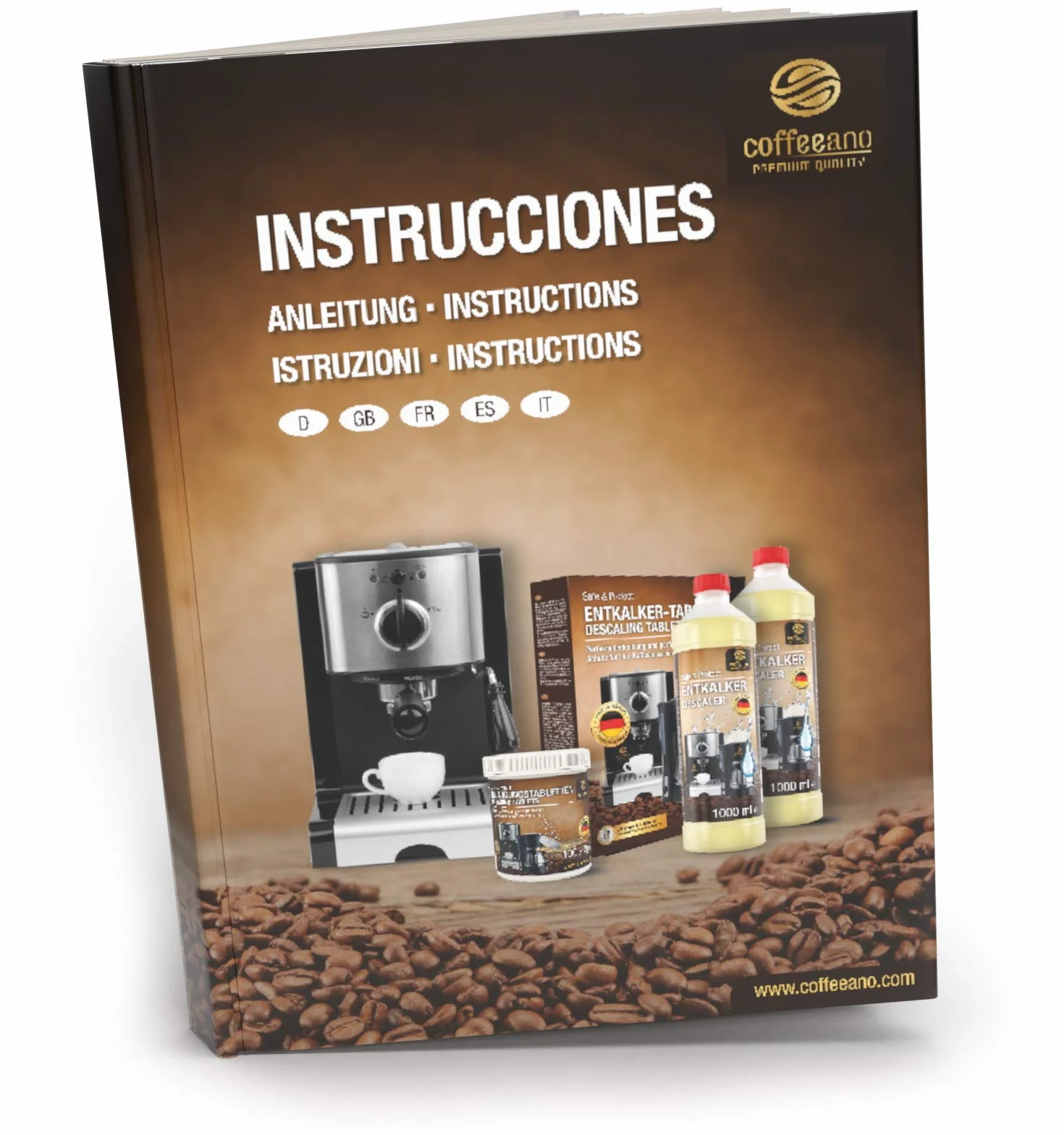 250 pastillas limpiadoras Coffeeano Clean&Protect para cafeteras automáticas y cafeteras. Pastillas limpiadoras aptas para todas las marcas y electrodomésticos. Incluye un libro electrónico